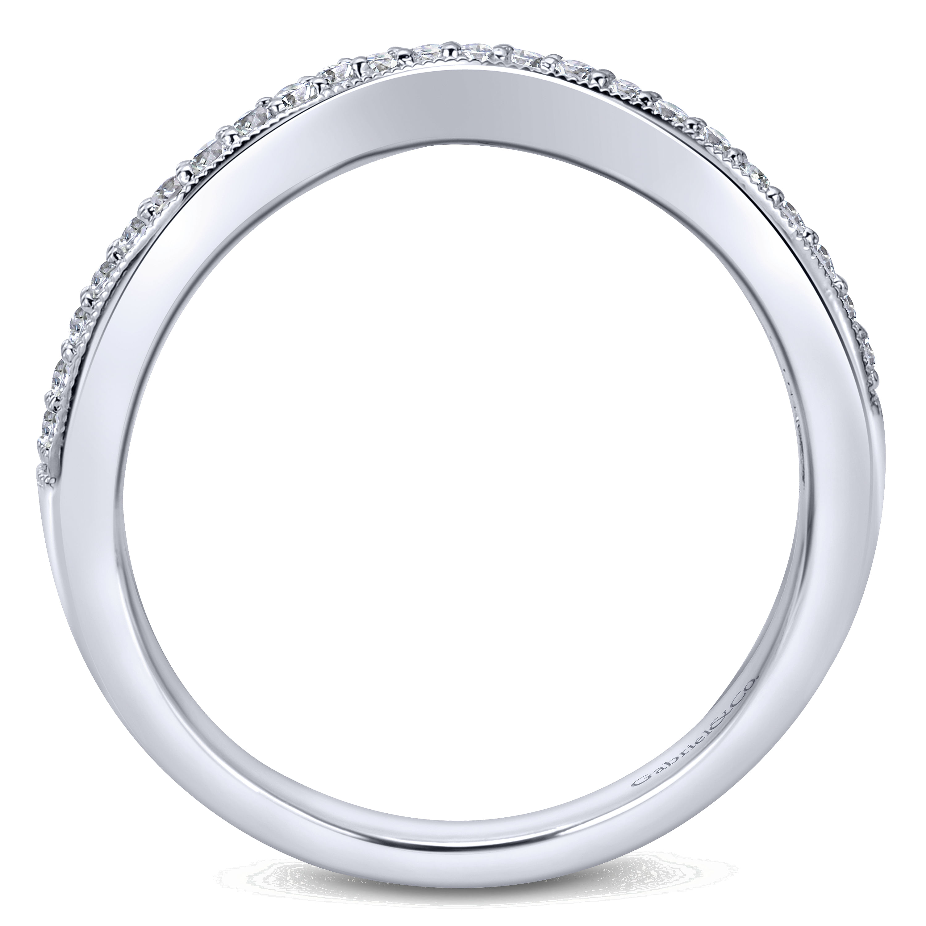 14k White Gold Diamond Curved Wedding Band angle 2 14k White Gold Diamond Curved Wedding Band angle 2