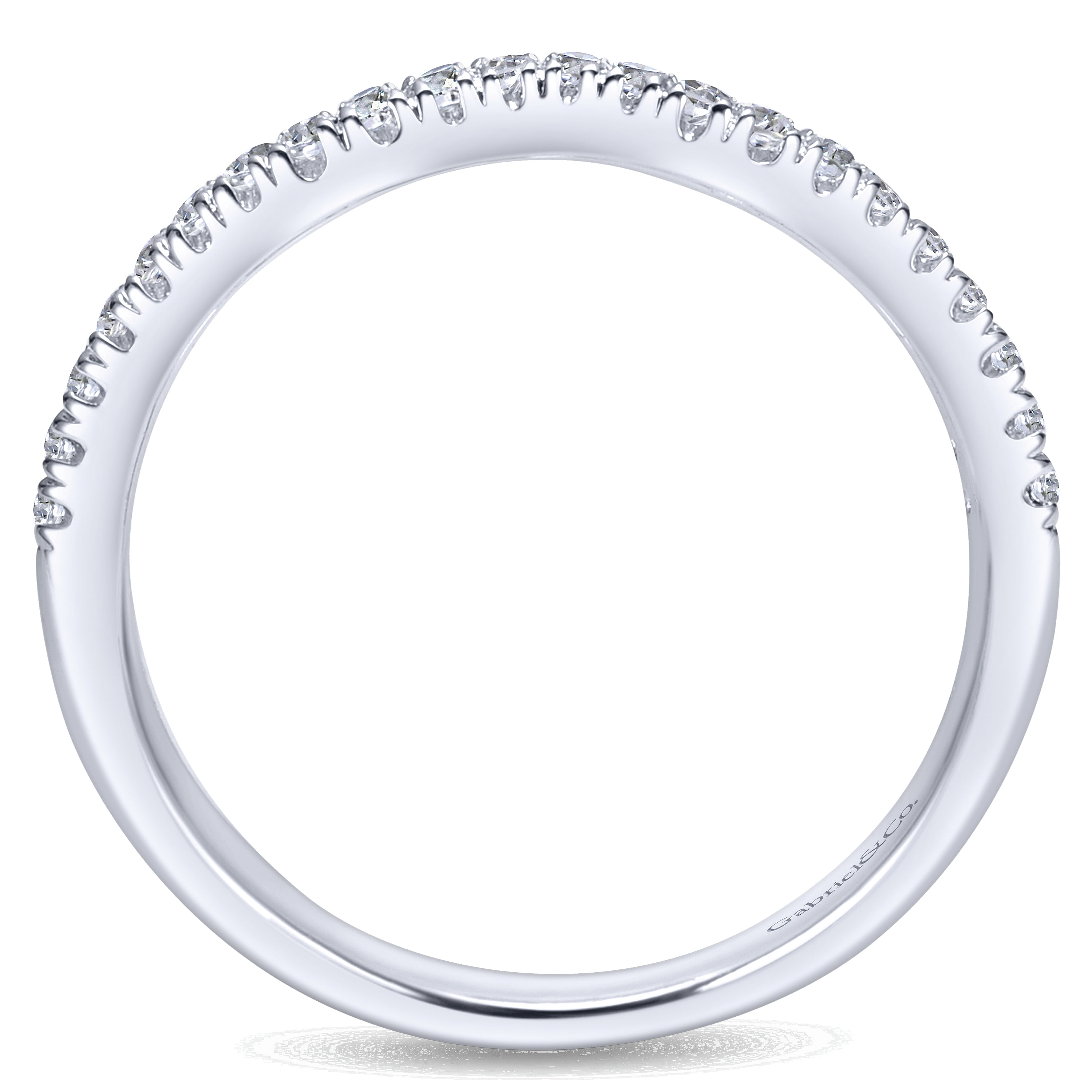 14k White Gold Diamond Curved Wedding Band angle 2 14k White Gold Diamond Curved Wedding Band angle 2