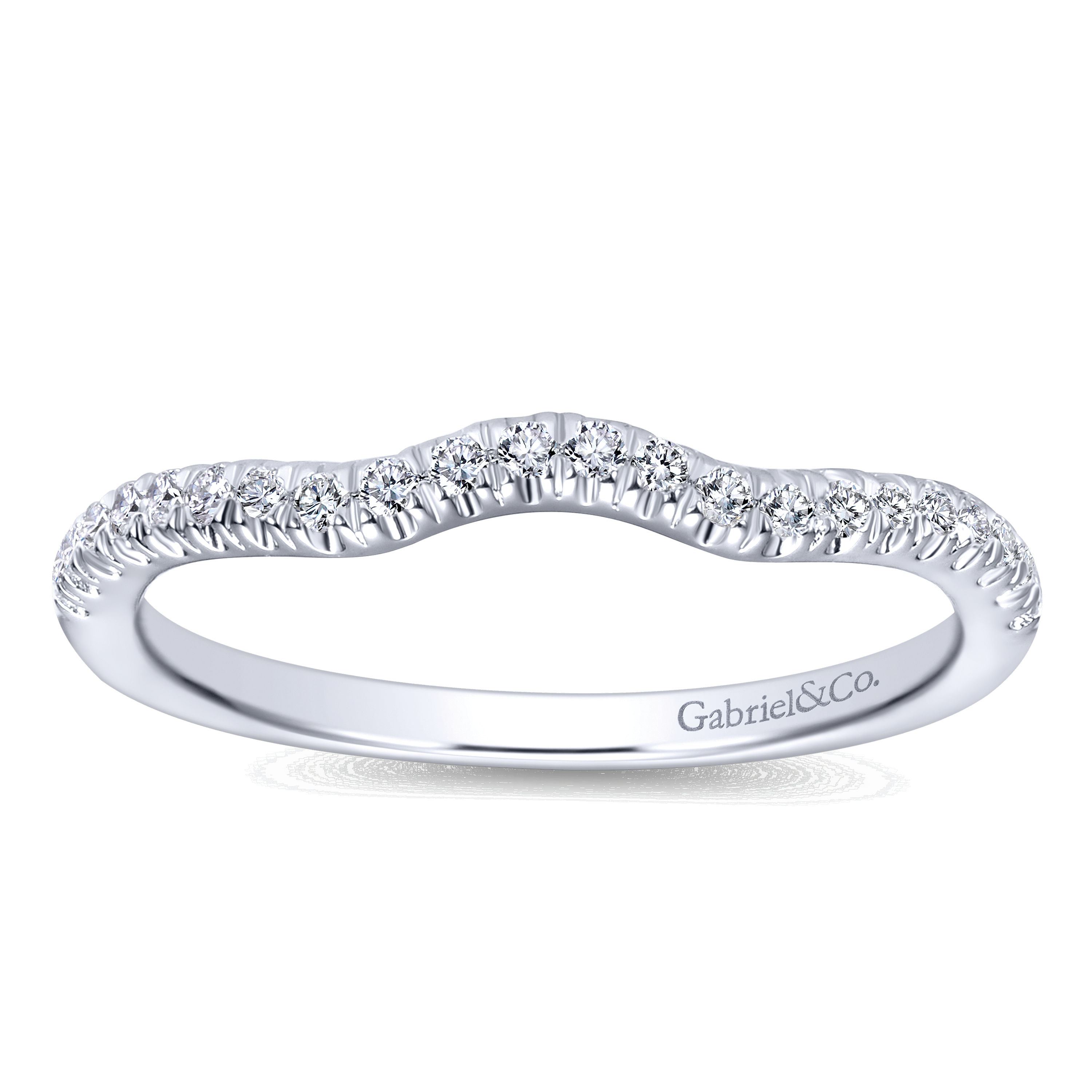 14k White Gold Diamond Curved Wedding Band angle 5 14k White Gold Diamond Curved Wedding Band angle 5