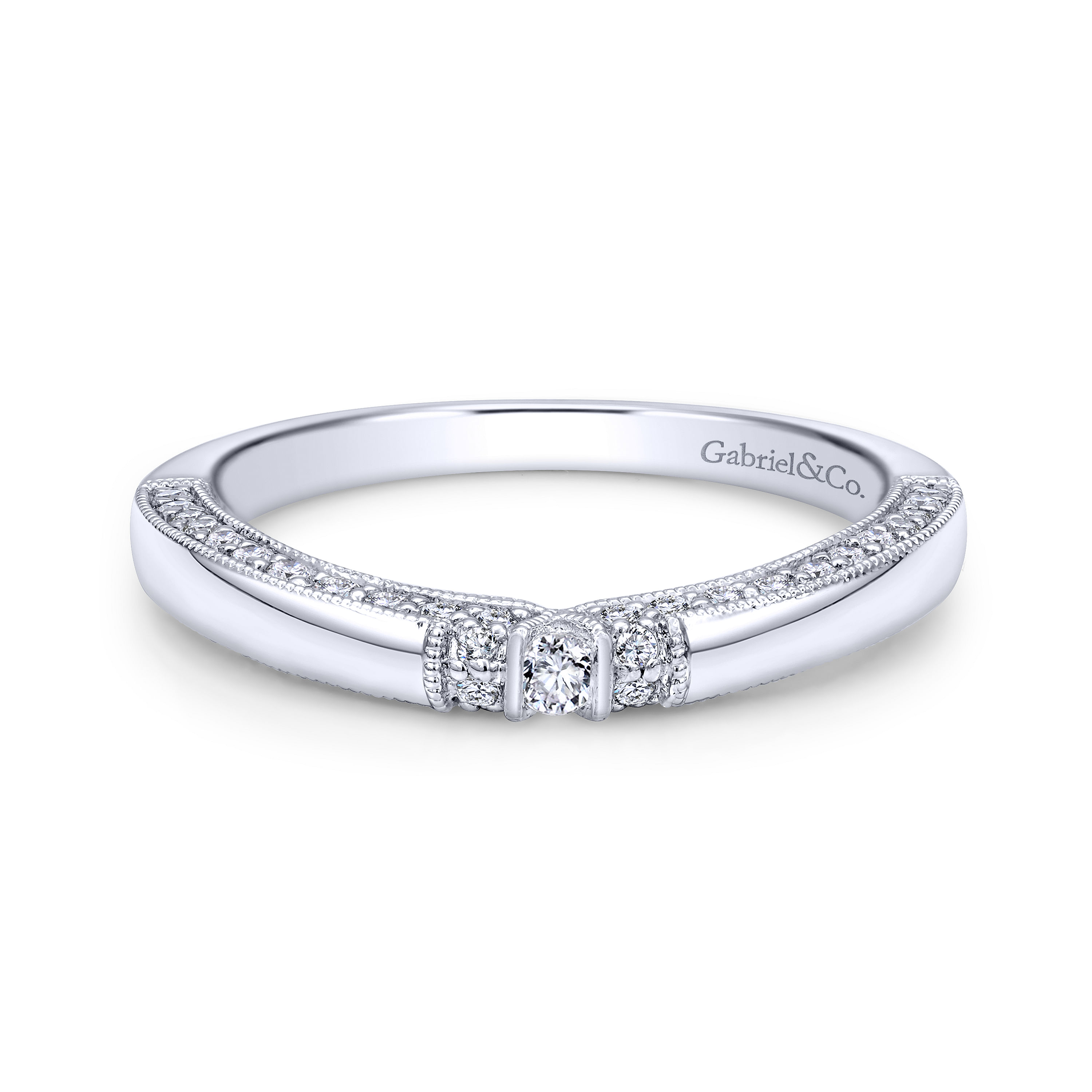 14k White Gold Diamond Curved 14k White Gold Diamond Curved