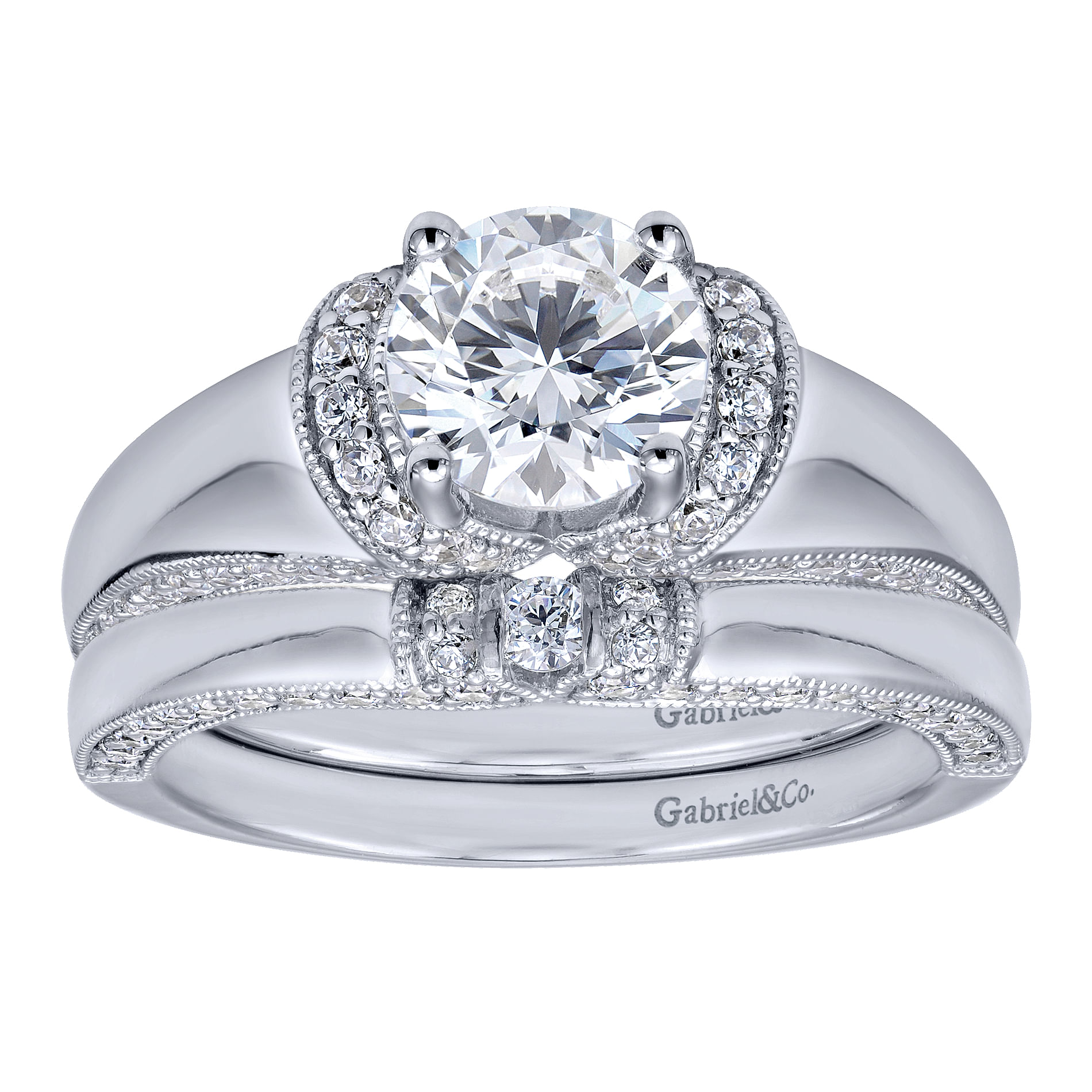 14k White Gold Diamond Curved Wedding Band angle 4 14k White Gold Diamond Curved Wedding Band angle 4