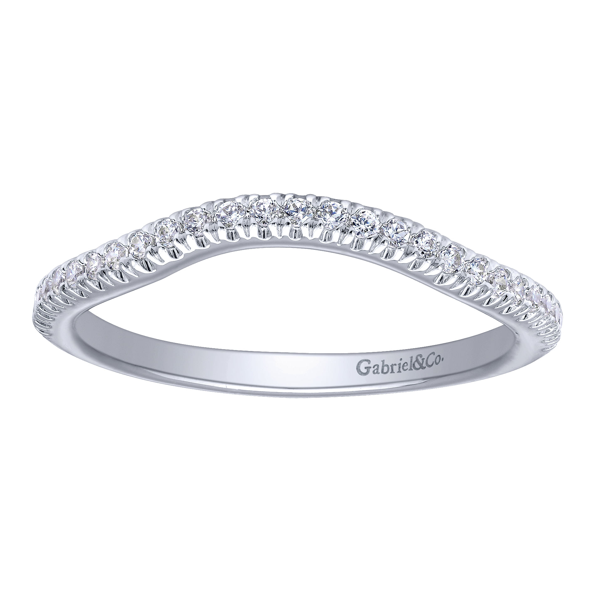 14k White Gold Diamond Curved Wedding Band angle 5 14k White Gold Diamond Curved Wedding Band angle 5