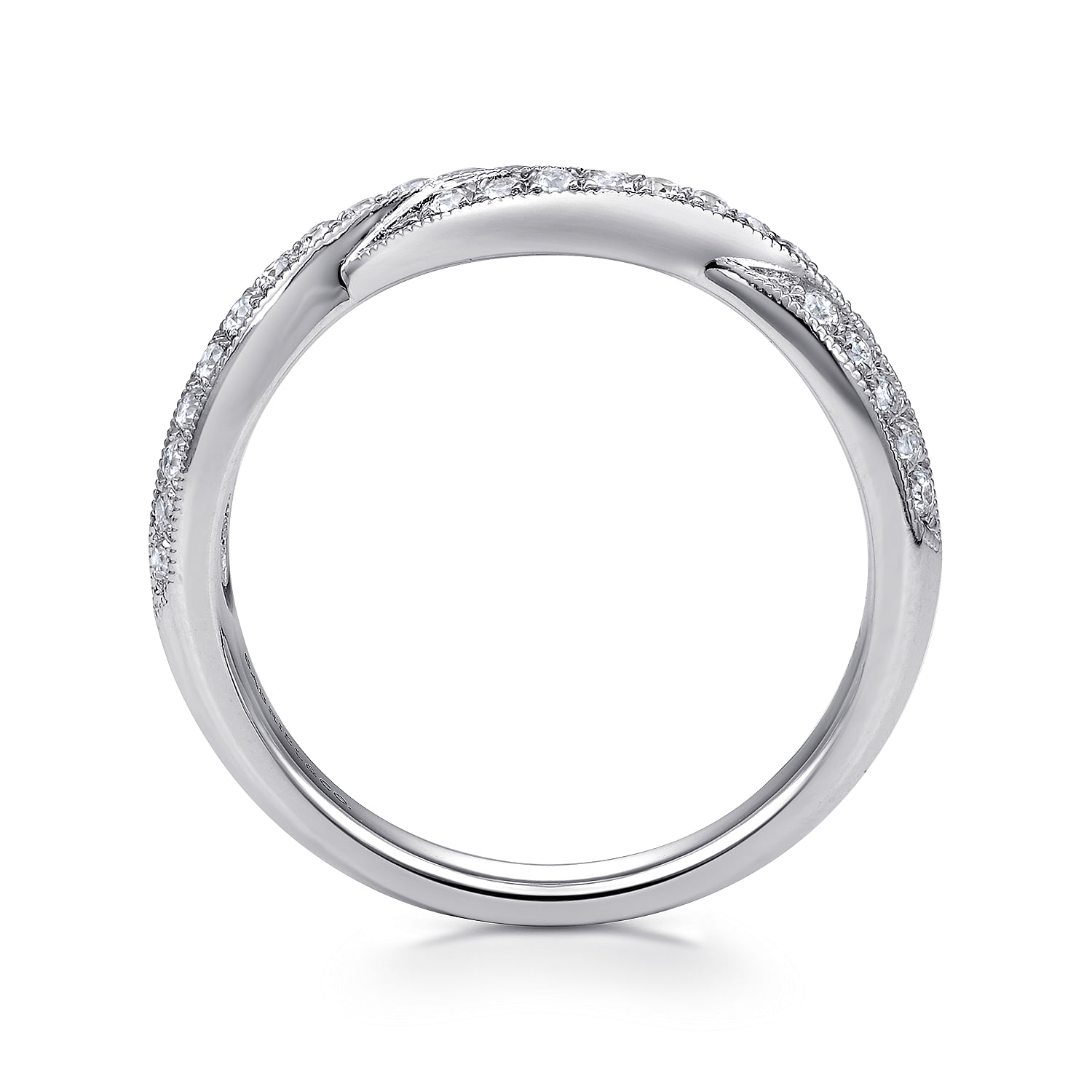 14k White Gold Diamond Curved Wedding Band angle 2 14k White Gold Diamond Curved Wedding Band angle 2