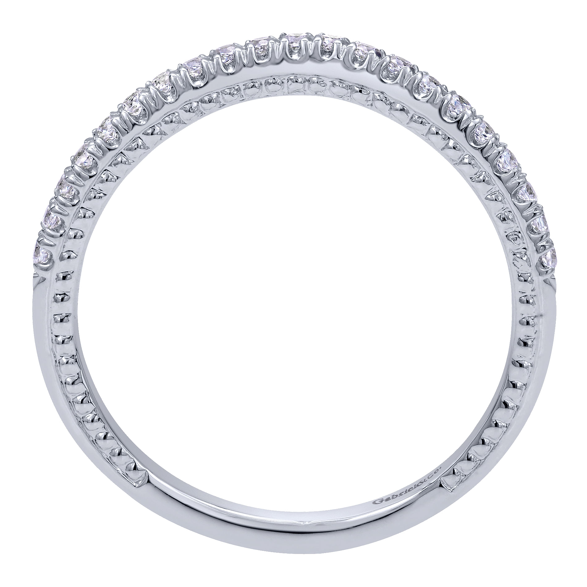 14k White Gold Diamond Curved Wedding Band angle 2 14k White Gold Diamond Curved Wedding Band angle 2