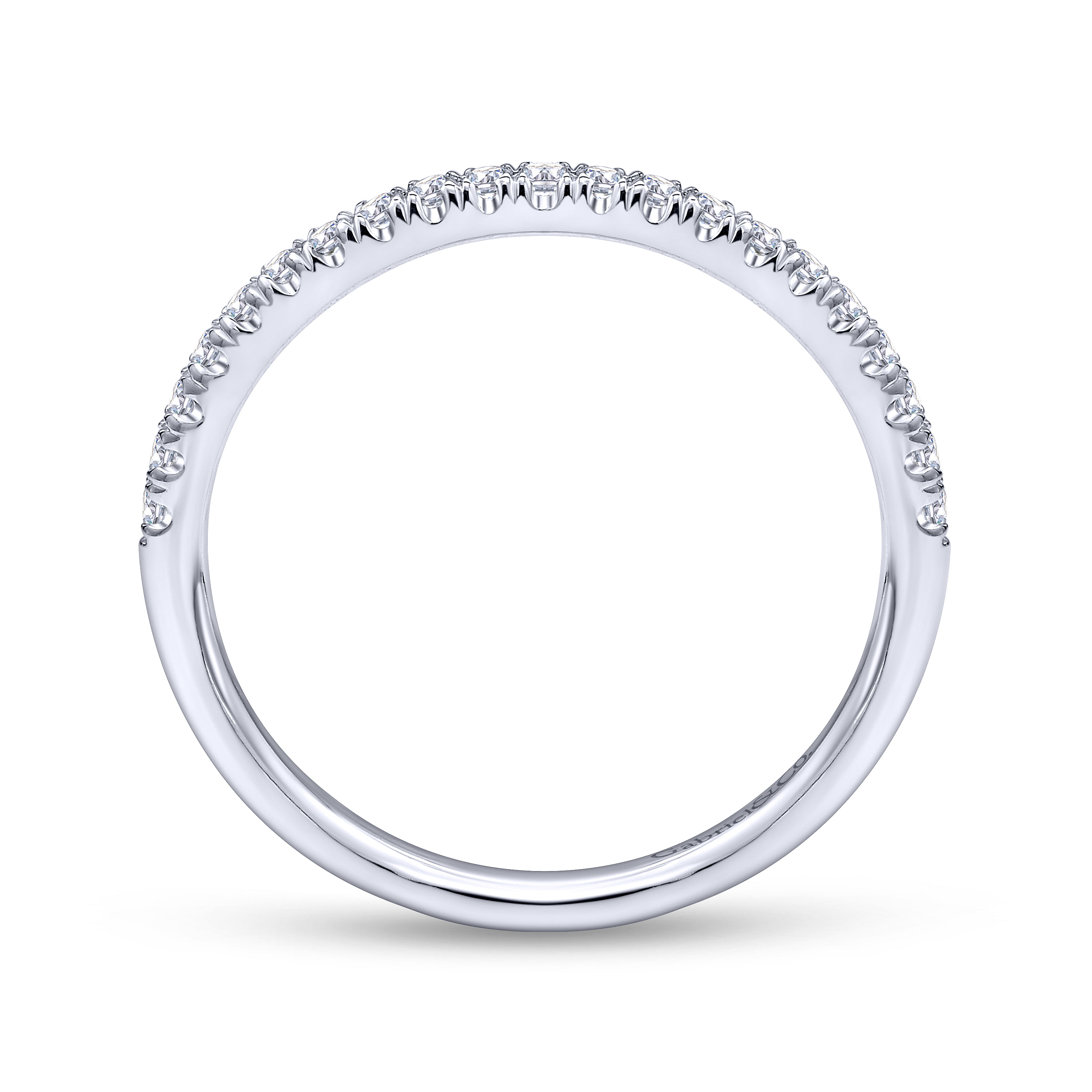 14k White Gold Diamond Curved Wedding Band angle 2 14k White Gold Diamond Curved Wedding Band angle 2