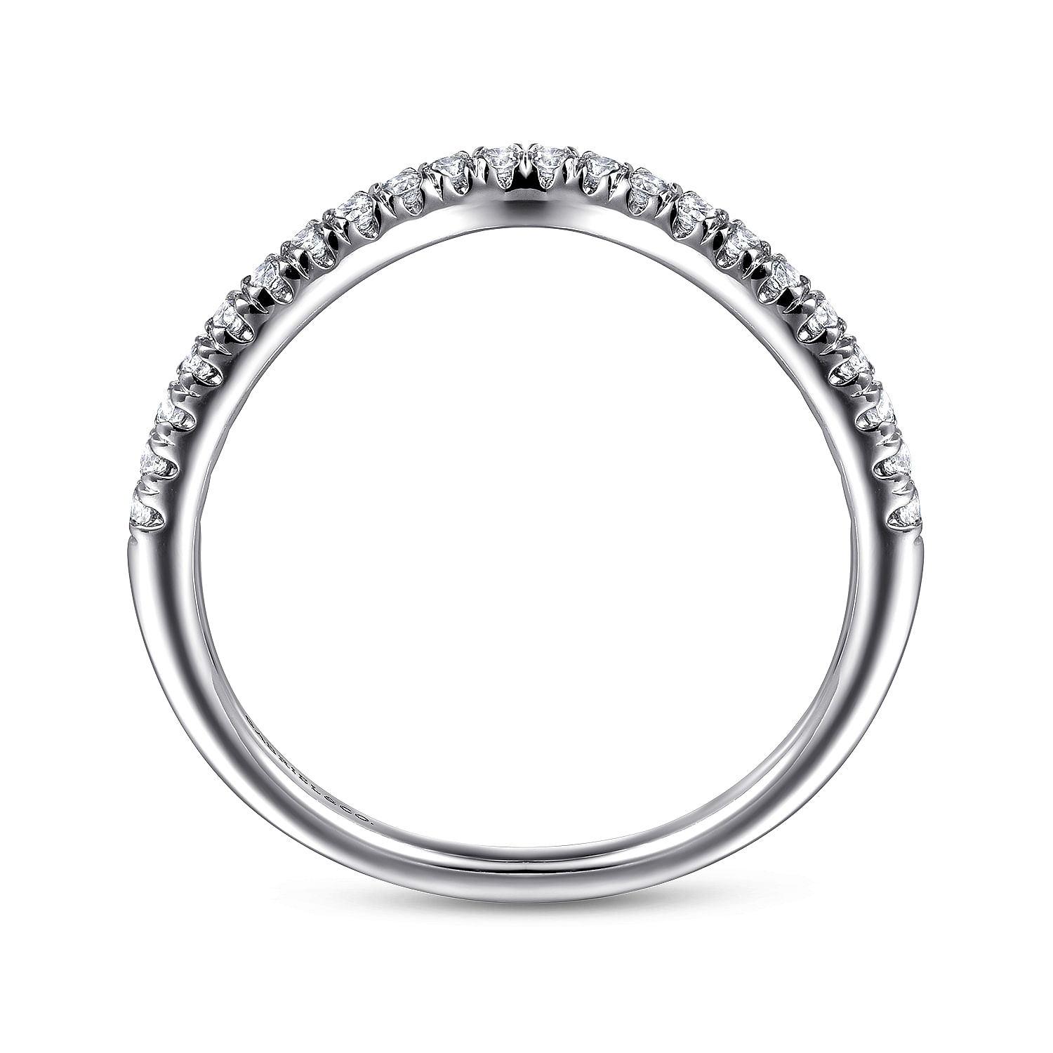 14k White Gold Diamond Curved Wedding Band angle 2 14k White Gold Diamond Curved Wedding Band angle 2