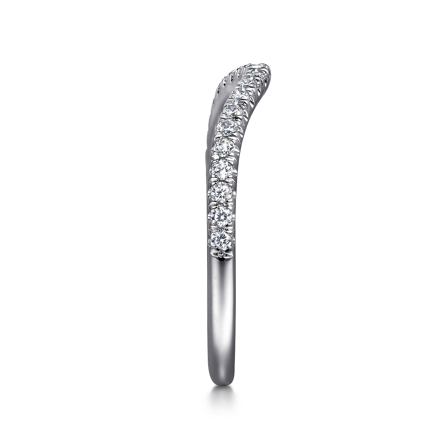 14k White Gold Diamond Curved Wedding Band angle 5 14k White Gold Diamond Curved Wedding Band angle 5