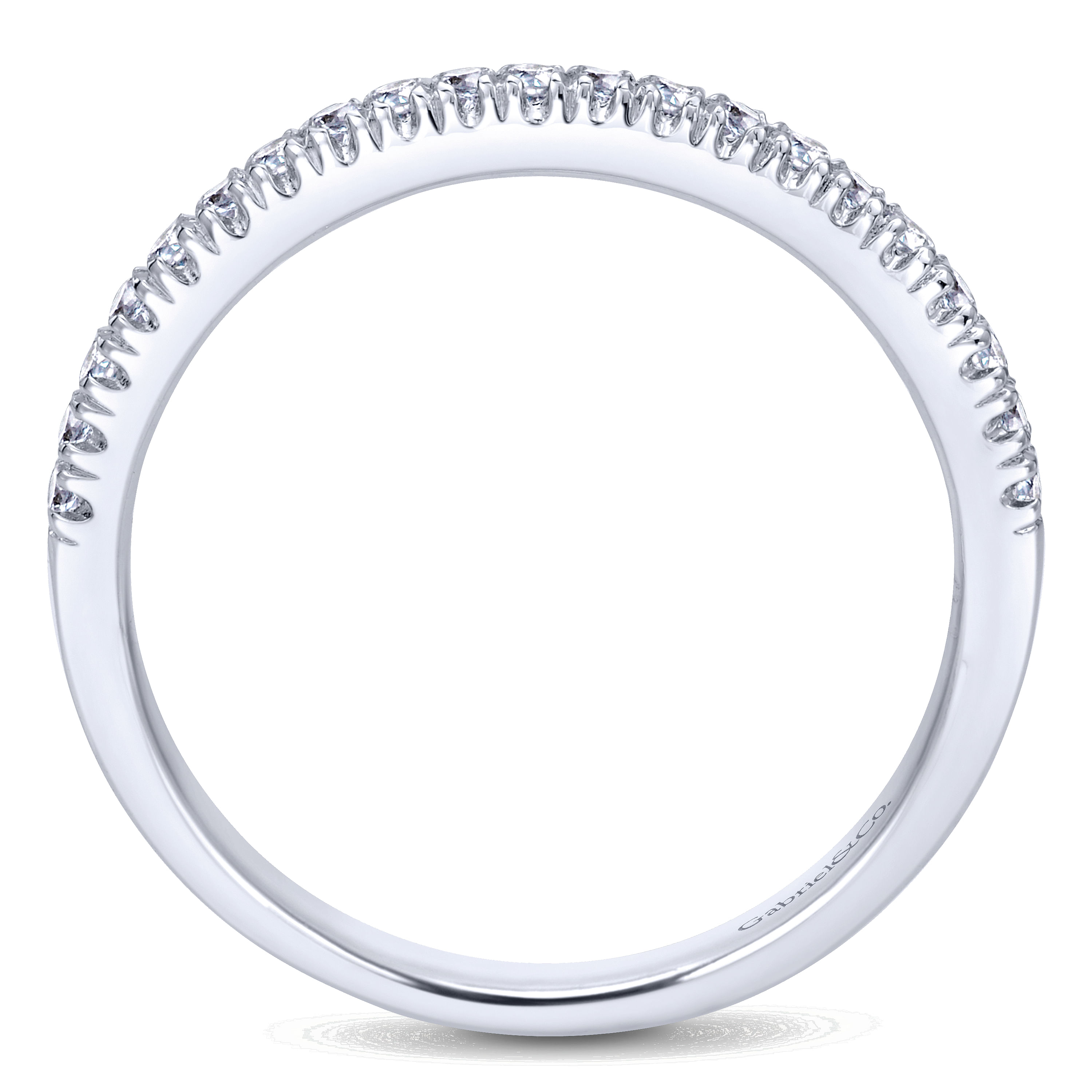 14k White Gold Diamond Curved Wedding Band angle 2 14k White Gold Diamond Curved Wedding Band angle 2