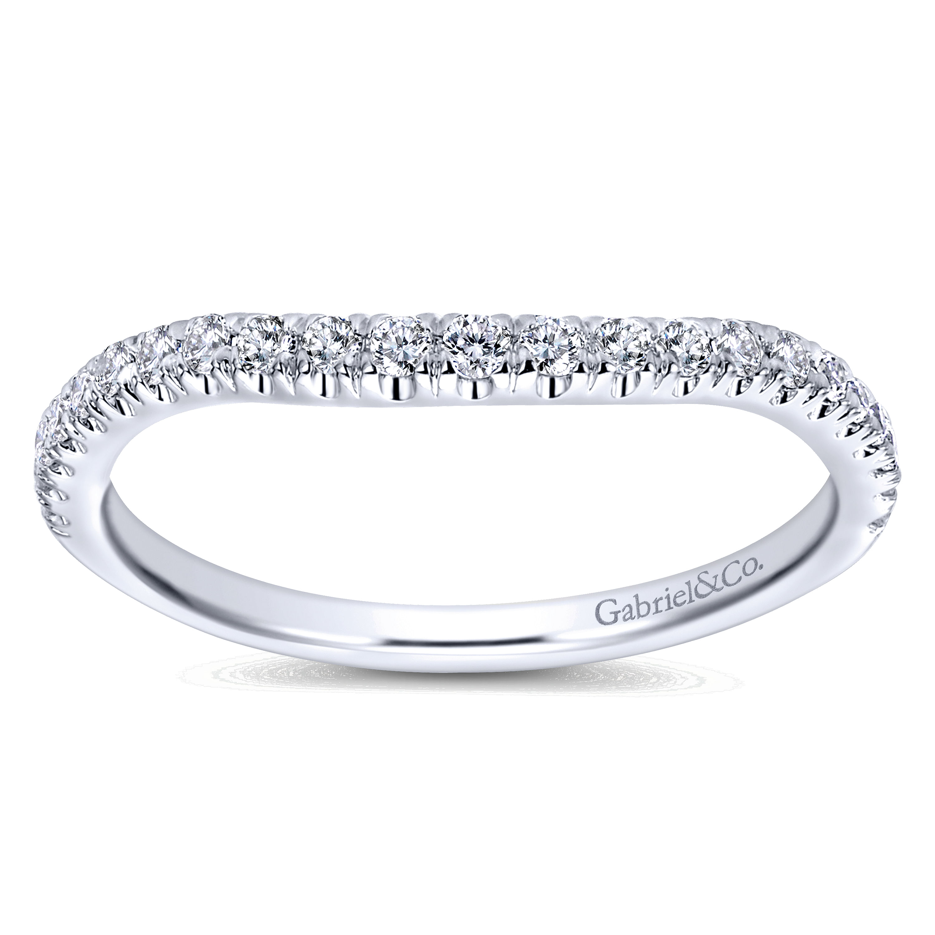 14k White Gold Diamond Curved Wedding Band angle 5 14k White Gold Diamond Curved Wedding Band angle 5