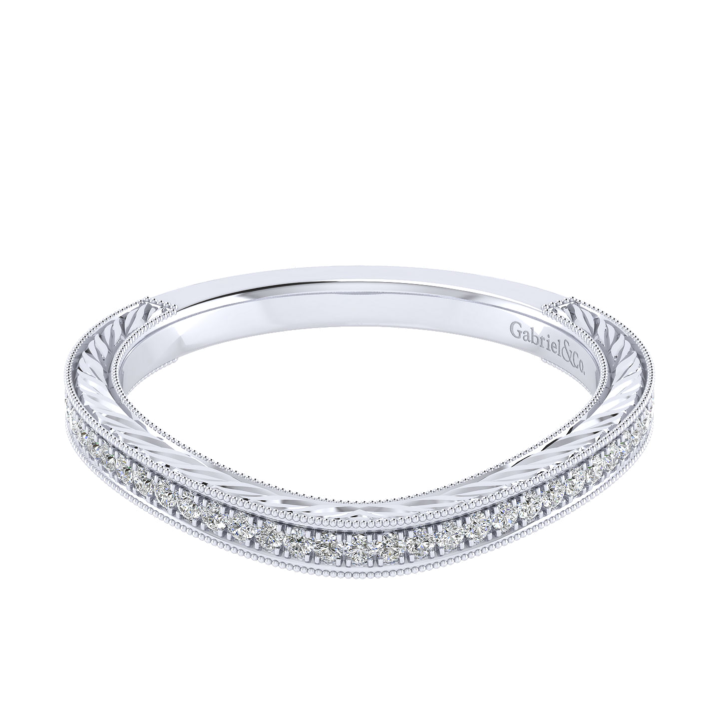14k White Gold Diamond Curved 14k White Gold Diamond Curved