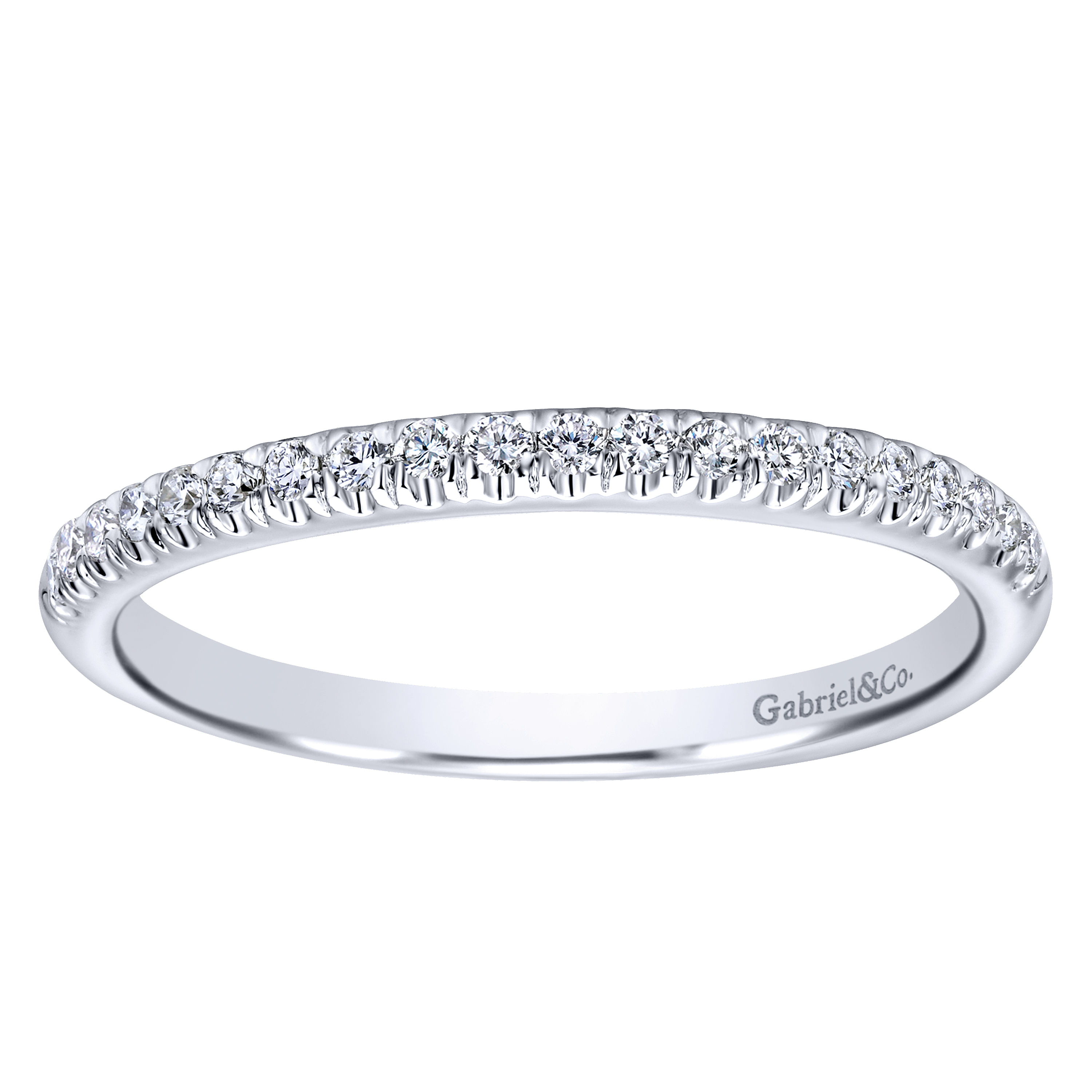 14k White Gold Diamond Curved Wedding Band angle 5 14k White Gold Diamond Curved Wedding Band angle 5
