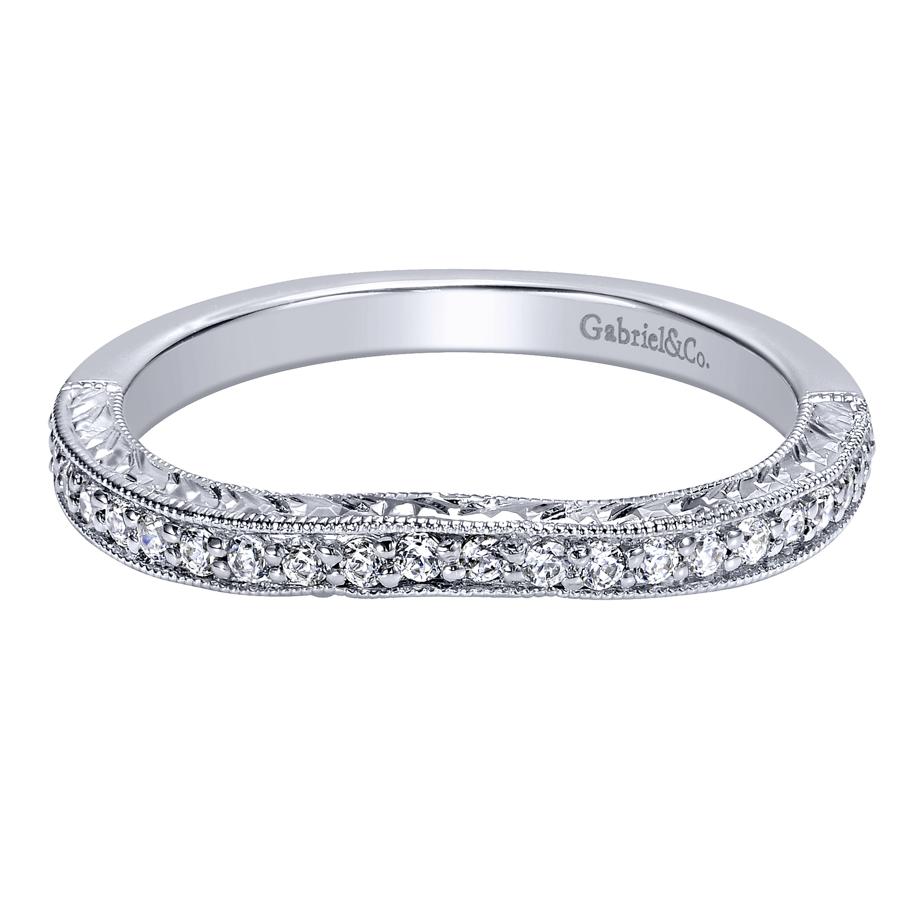 14k White Gold Diamond Curved 14k White Gold Diamond Curved