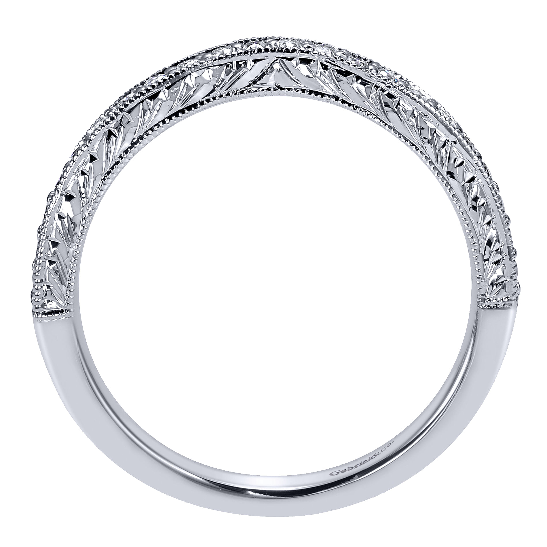 14k White Gold Diamond Curved Wedding Band angle 2 14k White Gold Diamond Curved Wedding Band angle 2