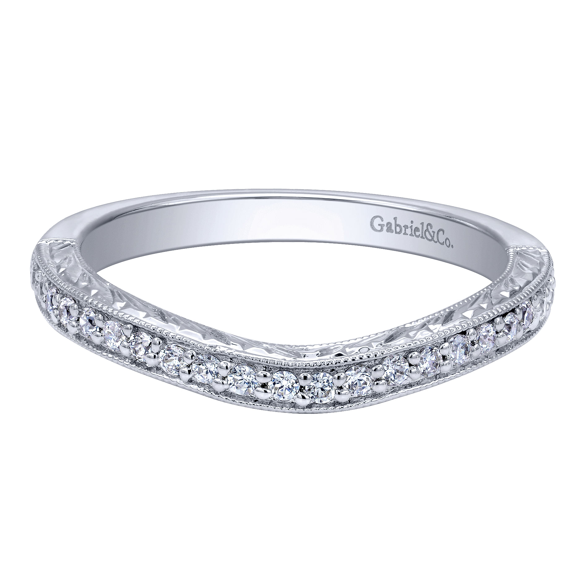 14k White Gold Diamond Curved 14k White Gold Diamond Curved