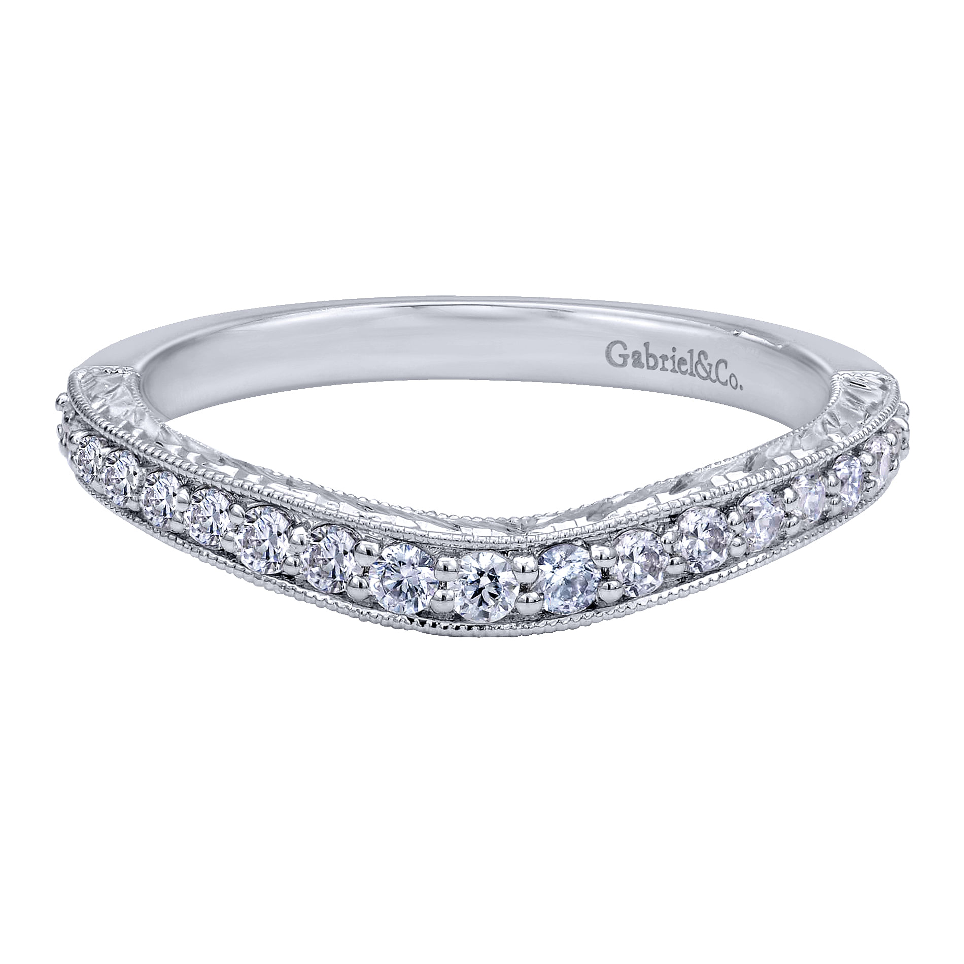 14k White Gold Diamond Curved 14k White Gold Diamond Curved