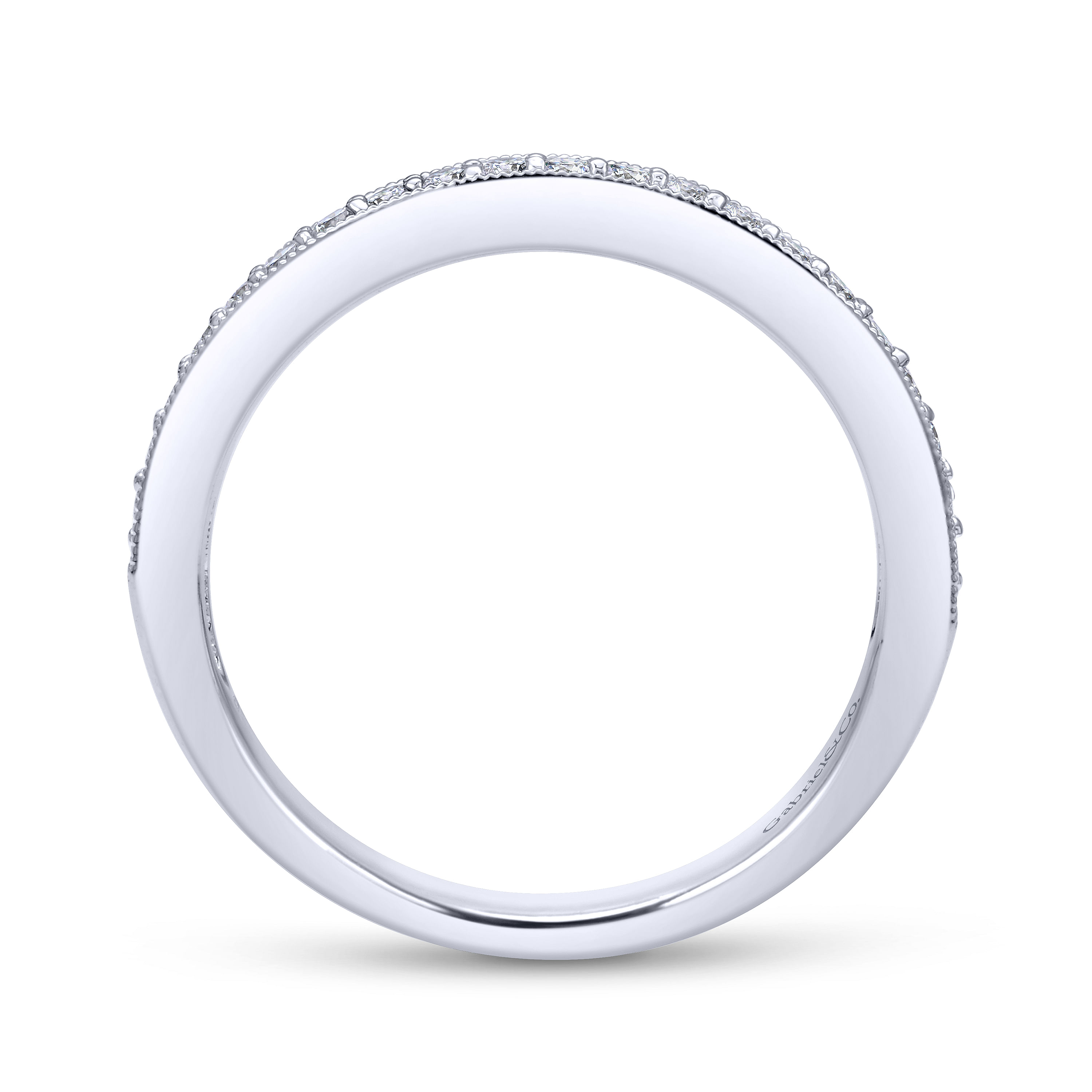 14k White Gold Diamond Curved Wedding Band angle 2 14k White Gold Diamond Curved Wedding Band angle 2