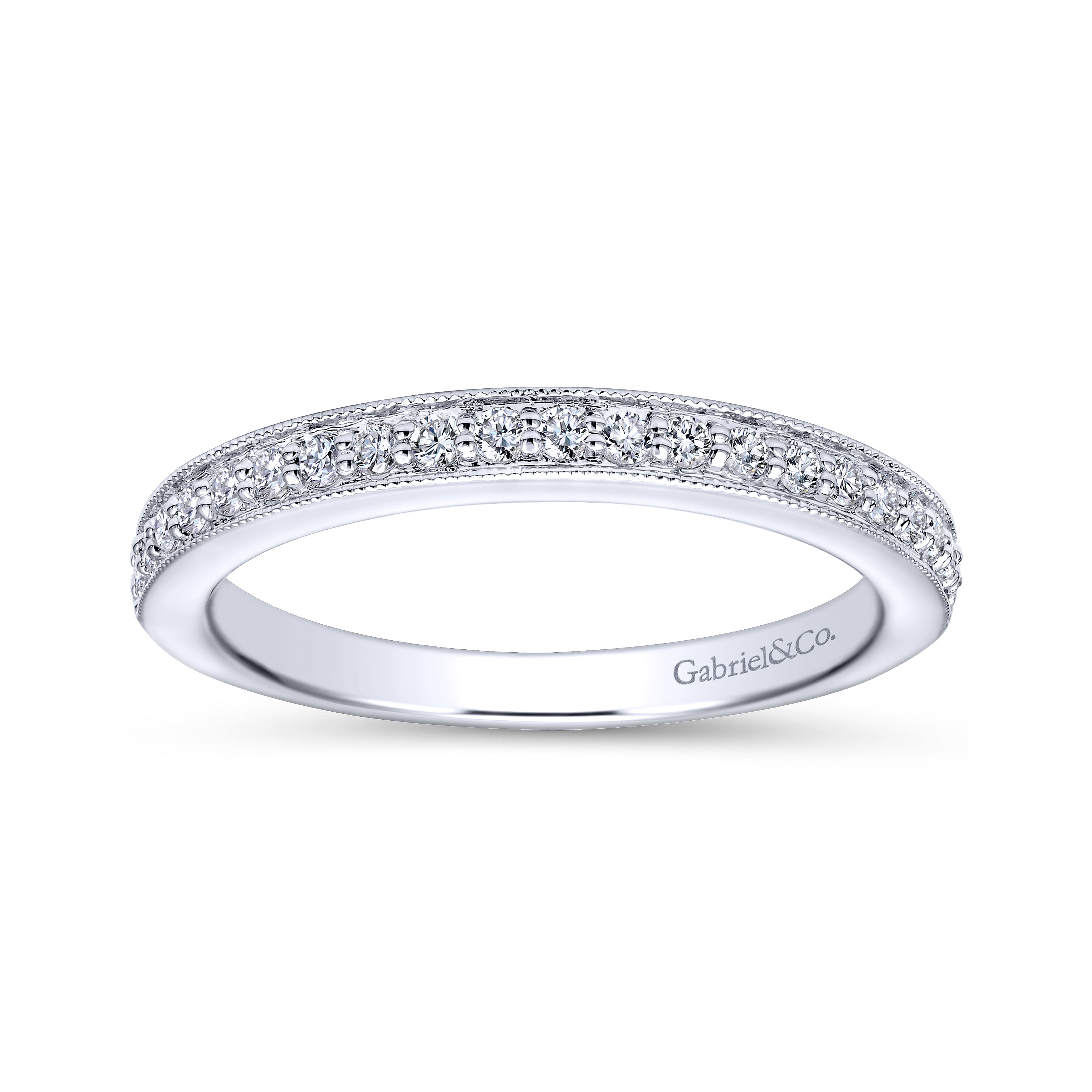 14k White Gold Diamond Curved Wedding Band angle 5 14k White Gold Diamond Curved Wedding Band angle 5