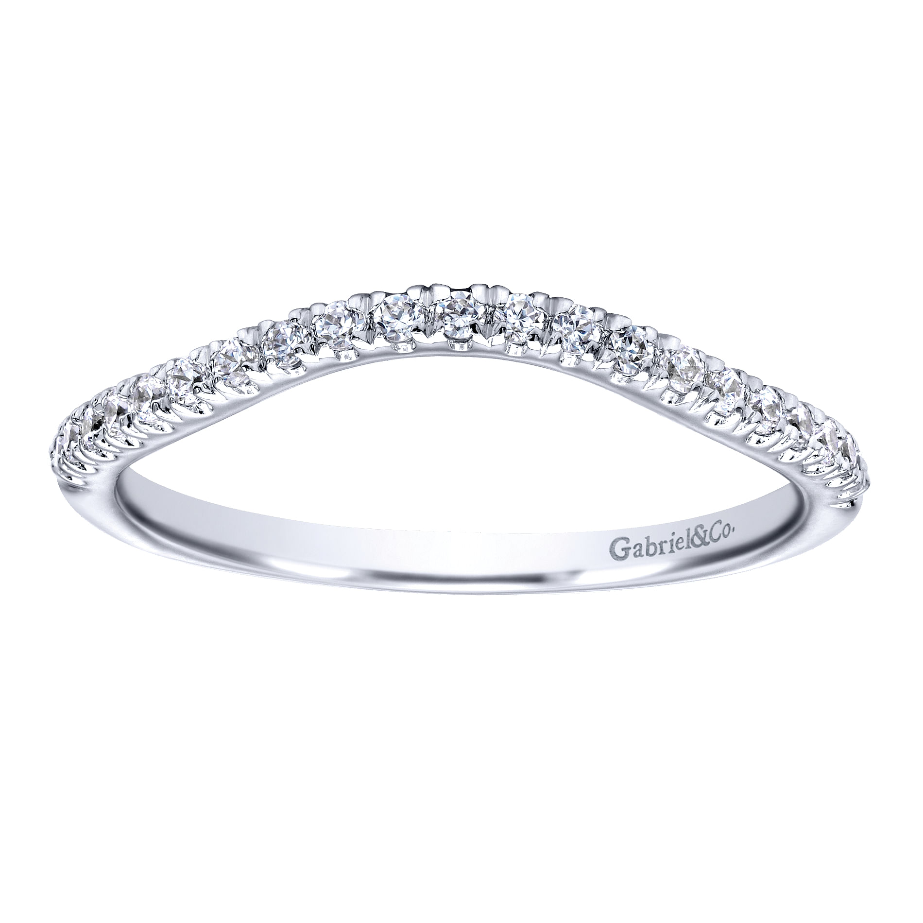 14k White Gold Diamond Curved Wedding Band angle 5 14k White Gold Diamond Curved Wedding Band angle 5