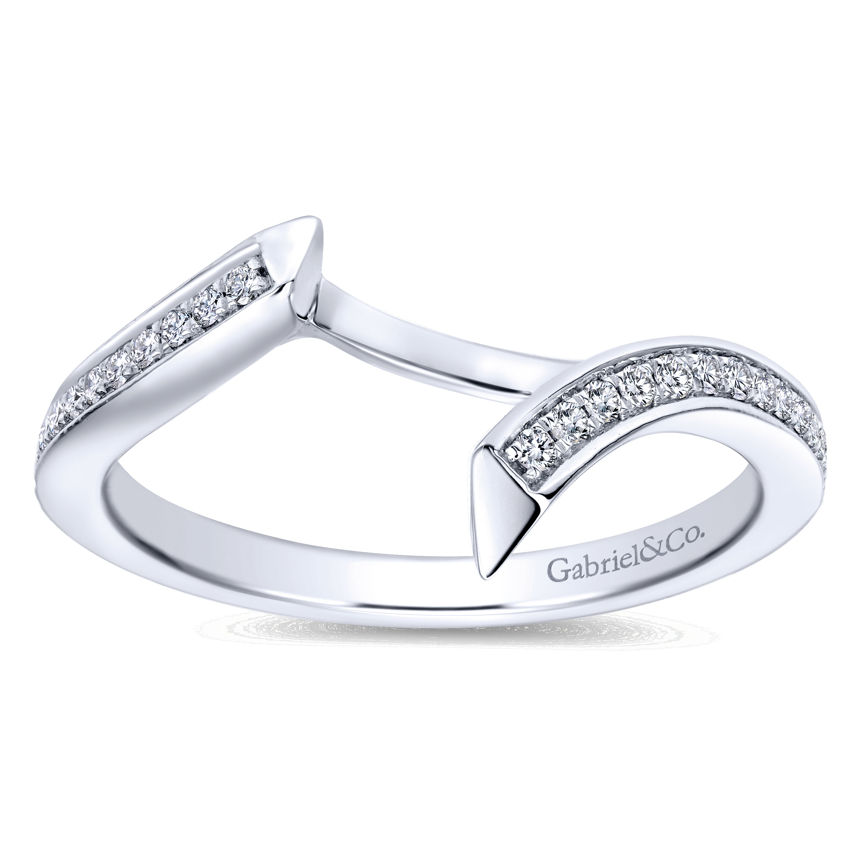 14k White Gold Diamond Curved Wedding Band angle 5 14k White Gold Diamond Curved Wedding Band angle 5
