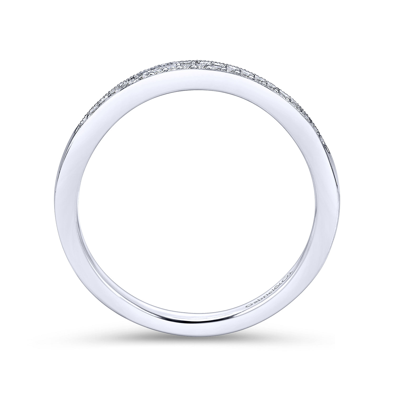 14k White Gold Diamond Curved Wedding Band angle 2 14k White Gold Diamond Curved Wedding Band angle 2