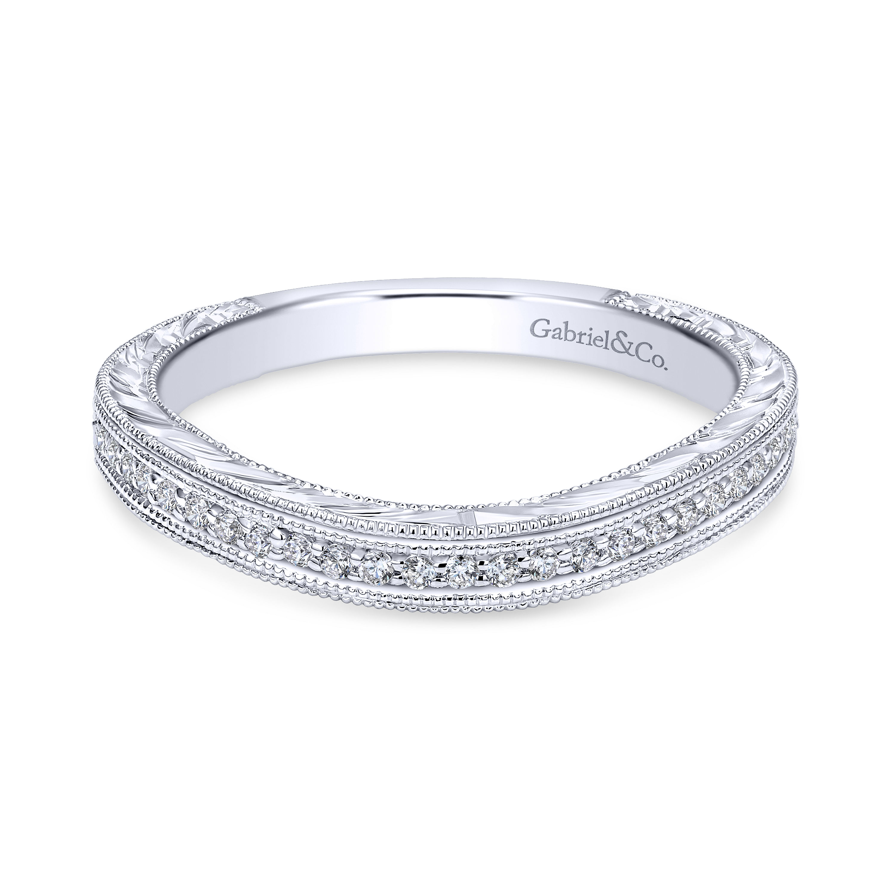 14k White Gold Diamond Curved 14k White Gold Diamond Curved