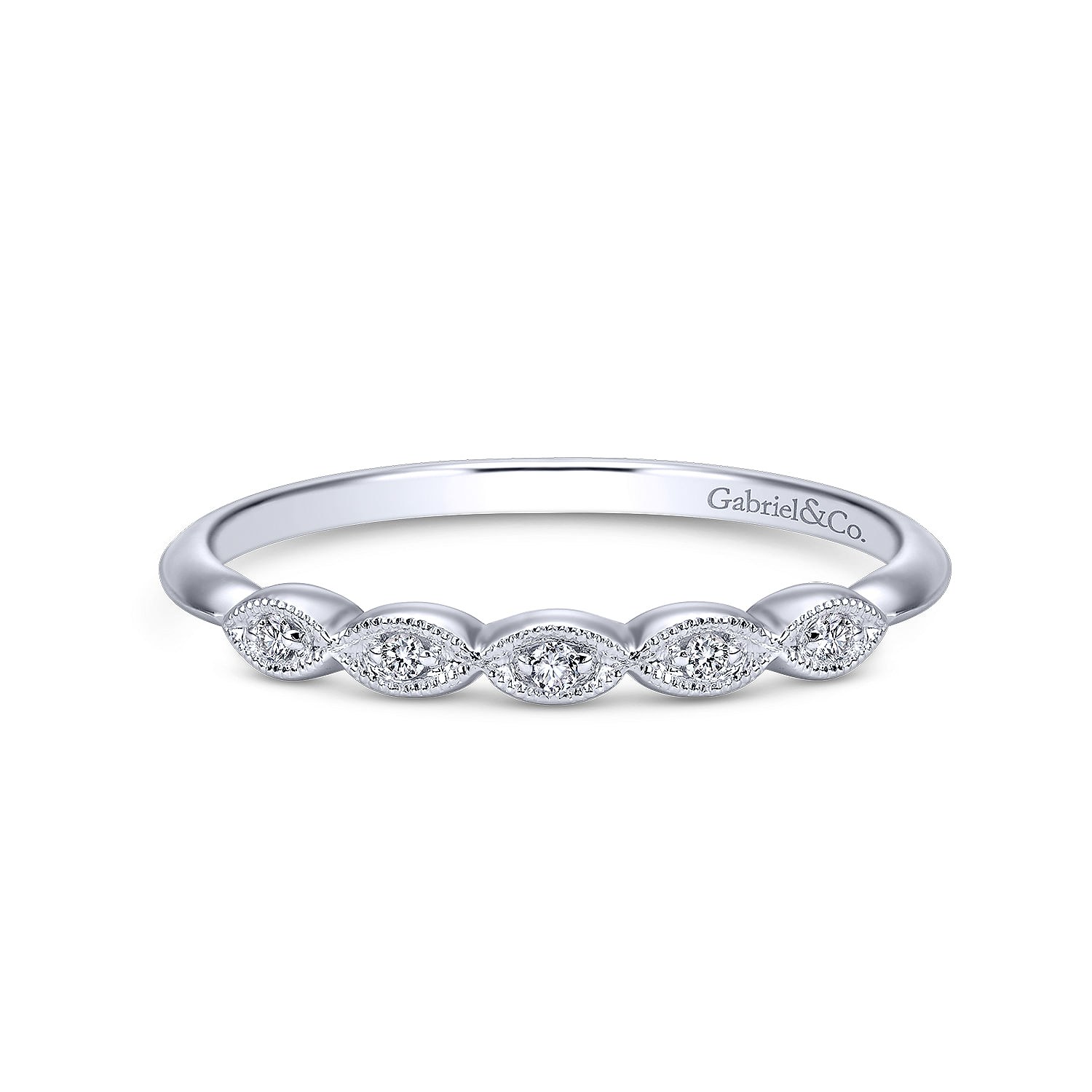 14k White Gold Diamond Curved 14k White Gold Diamond Curved