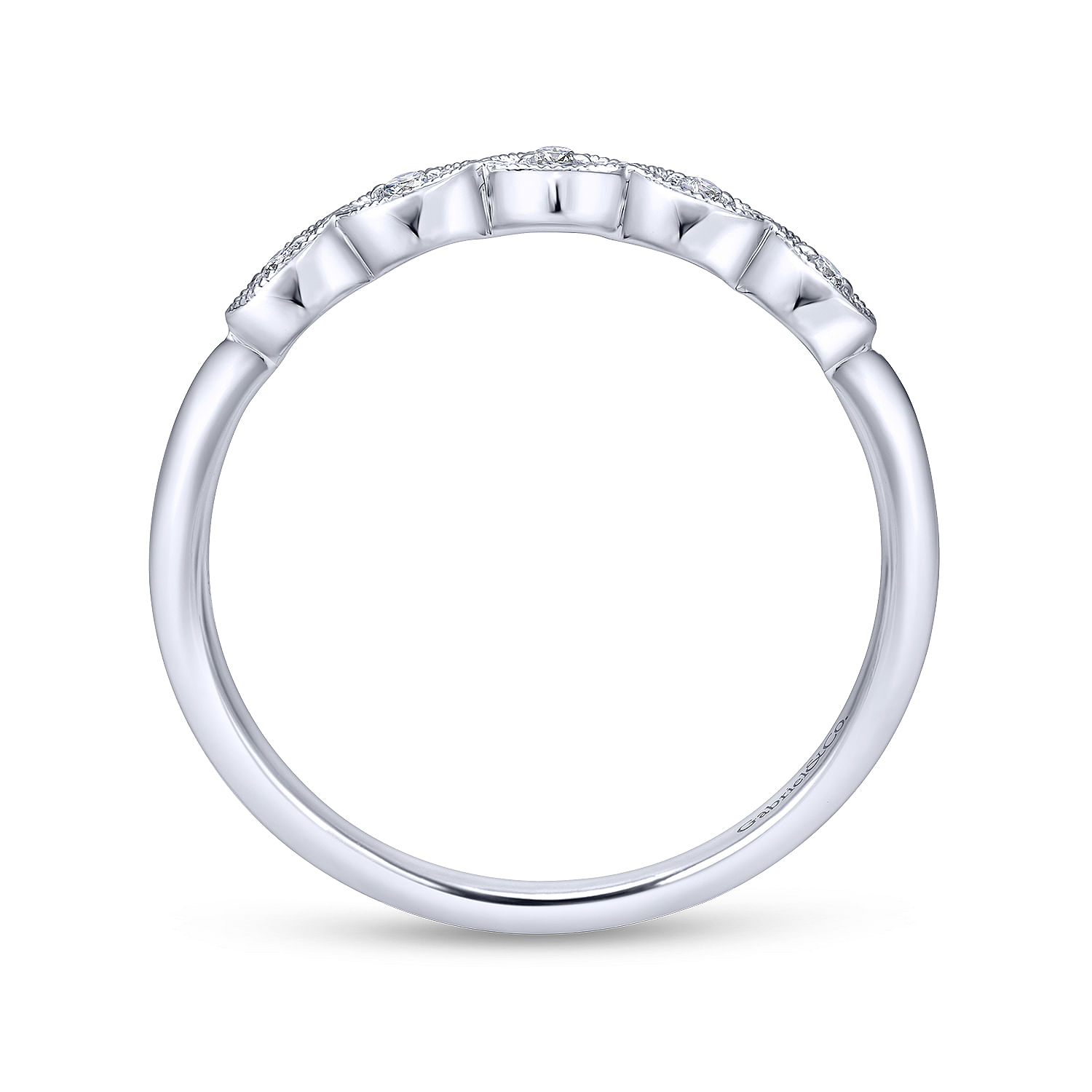 14k White Gold Diamond Curved Wedding Band angle 2 14k White Gold Diamond Curved Wedding Band angle 2