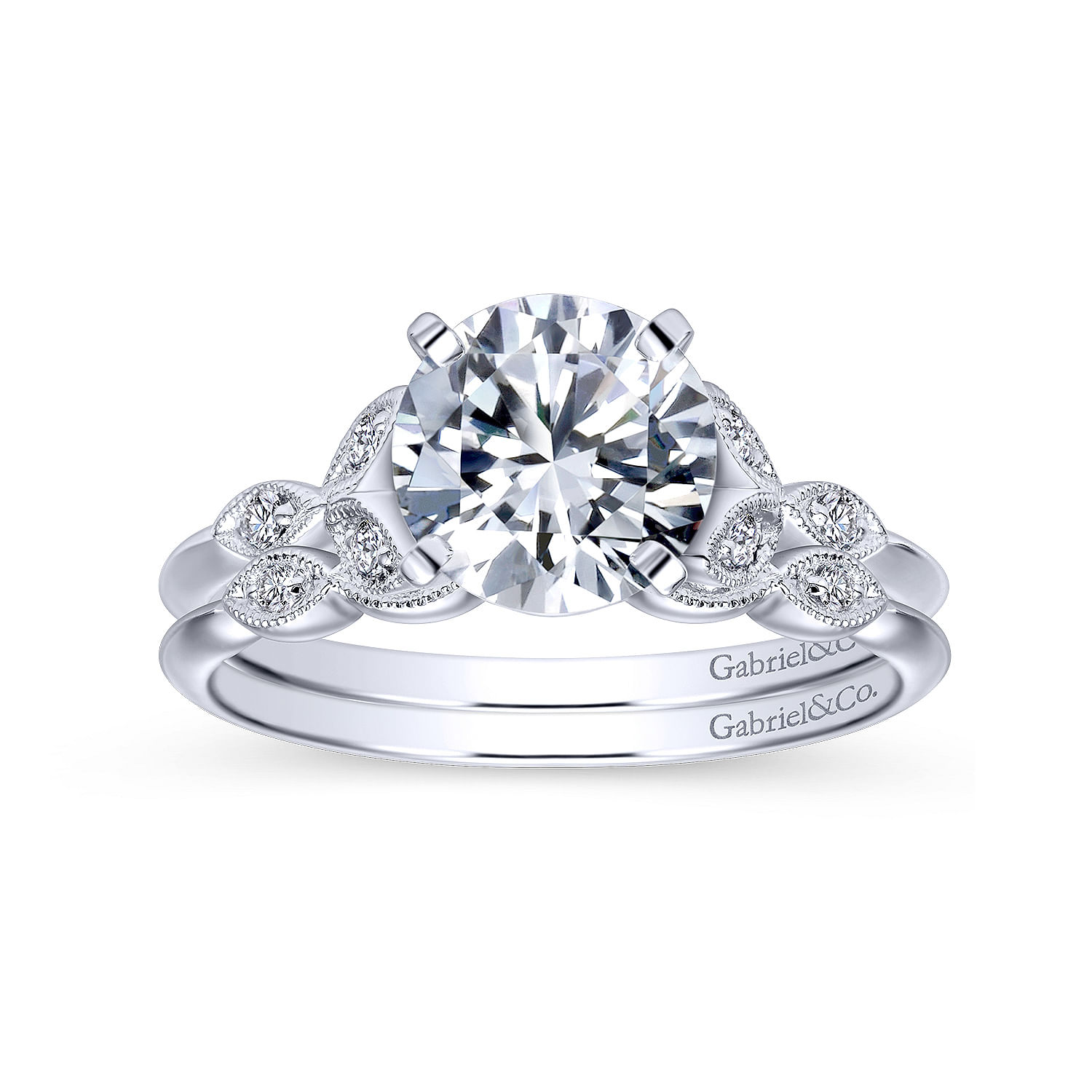 14k White Gold Diamond Curved Wedding Band angle 4 14k White Gold Diamond Curved Wedding Band angle 4
