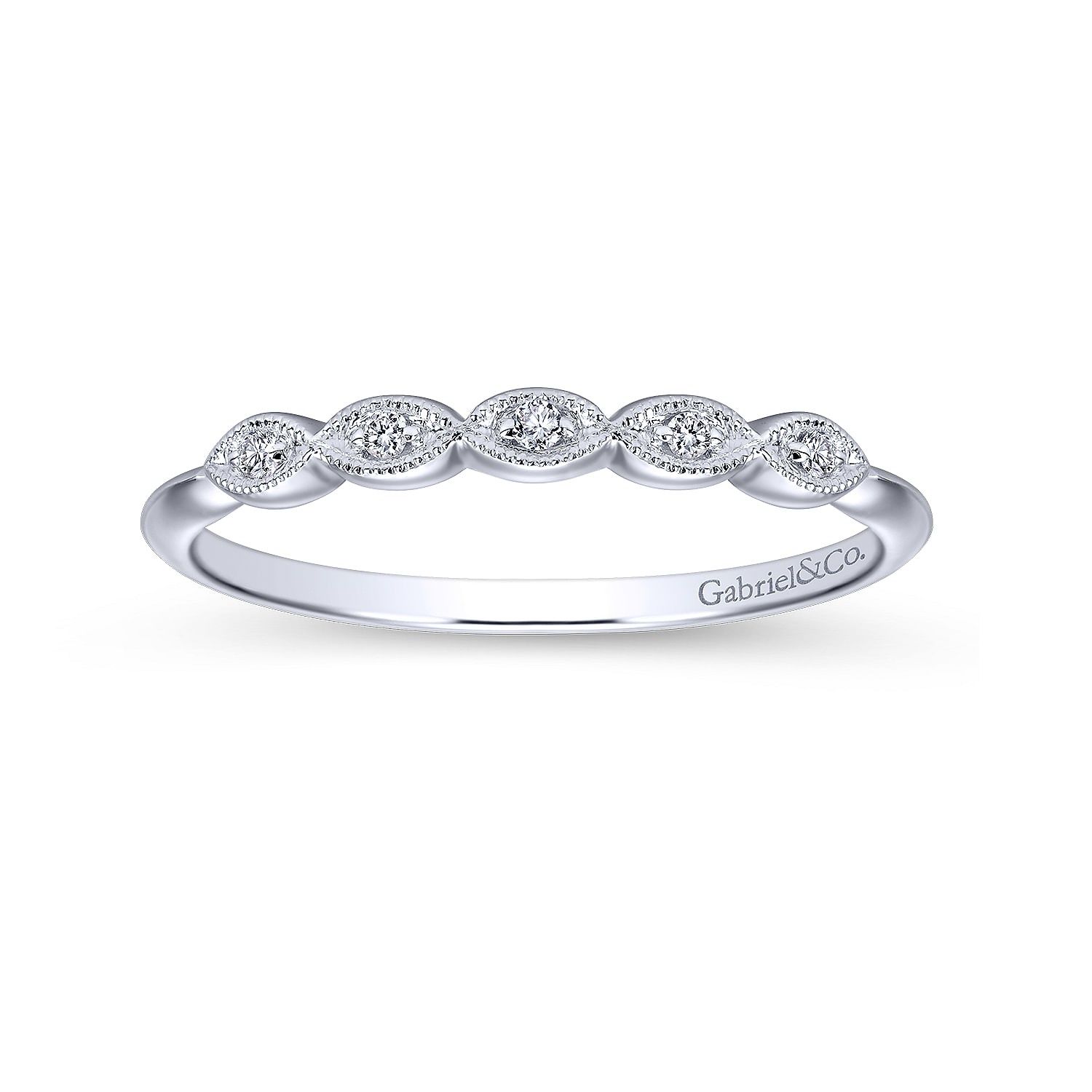 14k White Gold Diamond Curved Wedding Band angle 5 14k White Gold Diamond Curved Wedding Band angle 5