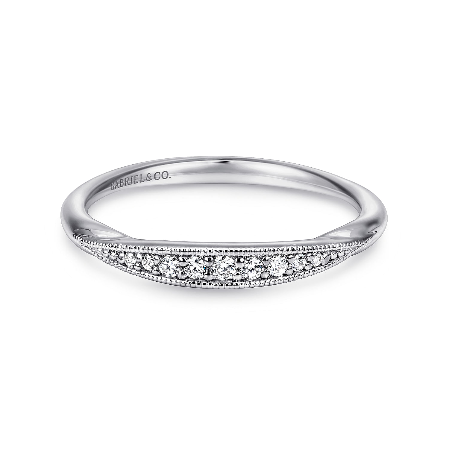 14k White Gold Diamond Curved 14k White Gold Diamond Curved