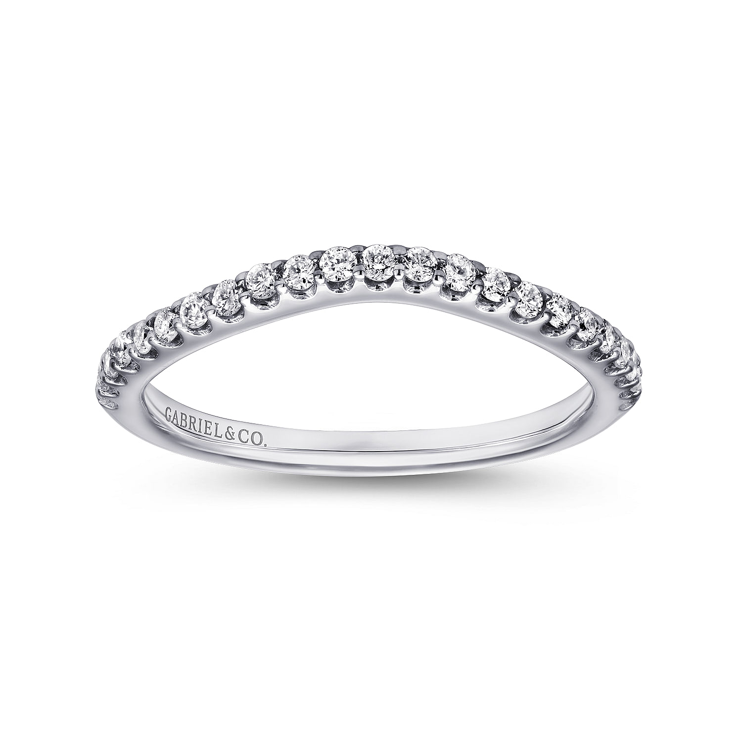 14k White Gold Diamond Curved Wedding Band angle 5 14k White Gold Diamond Curved Wedding Band angle 5