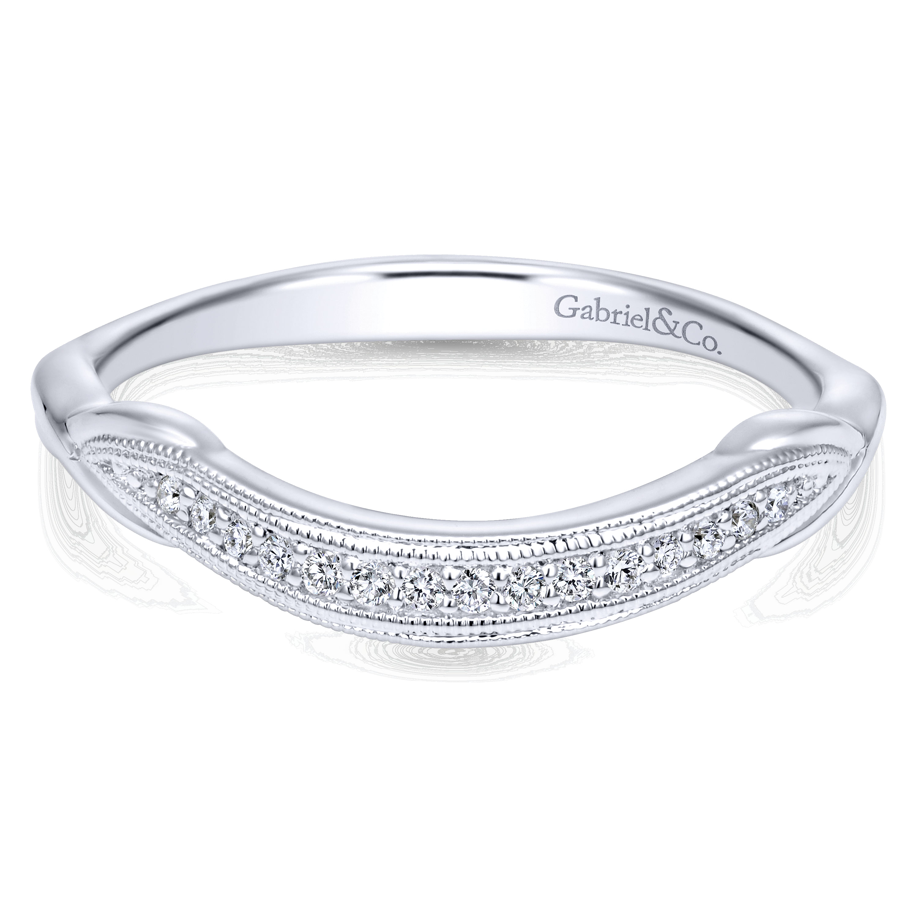 14k White Gold Diamond Curved 14k White Gold Diamond Curved