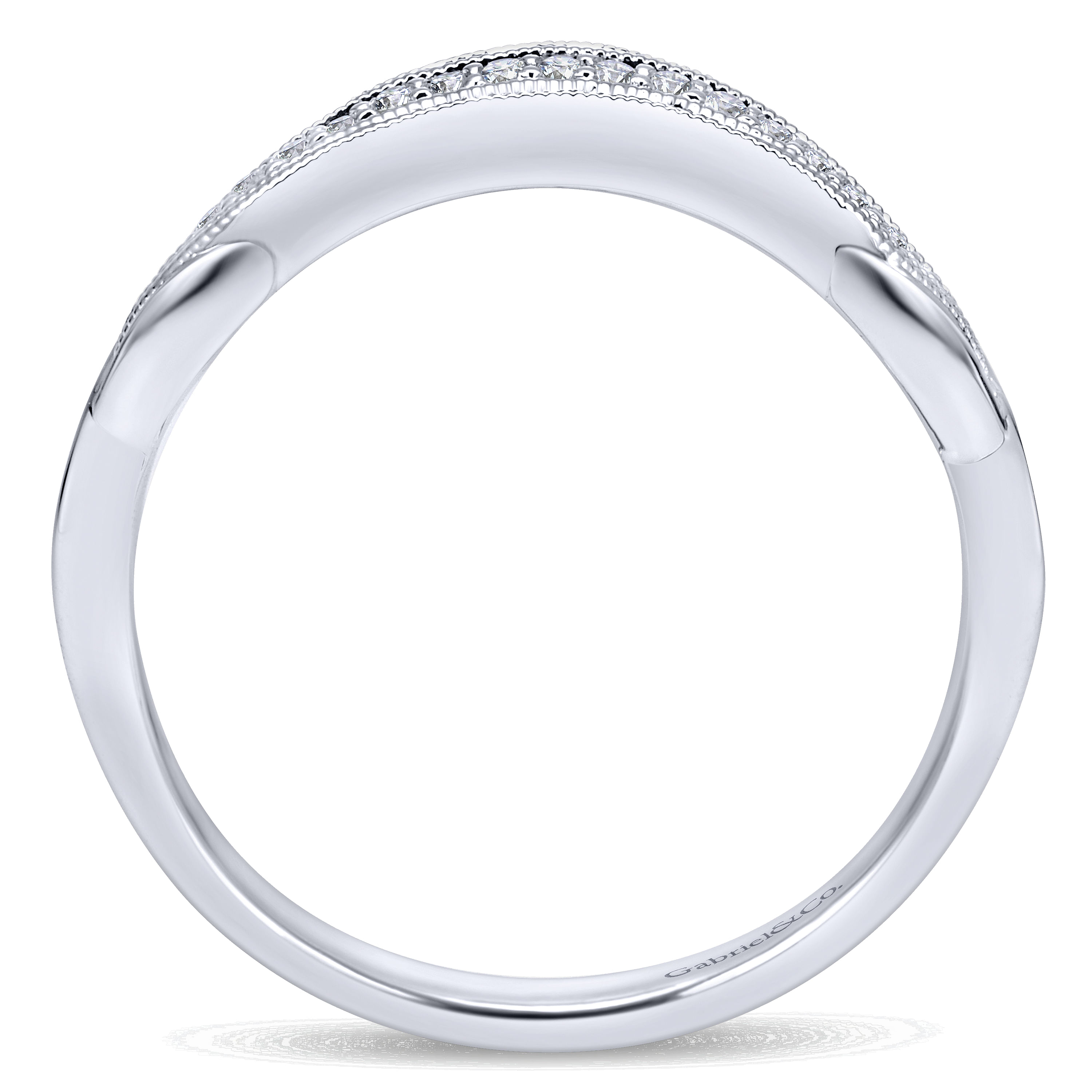 14k White Gold Diamond Curved Wedding Band angle 2 14k White Gold Diamond Curved Wedding Band angle 2