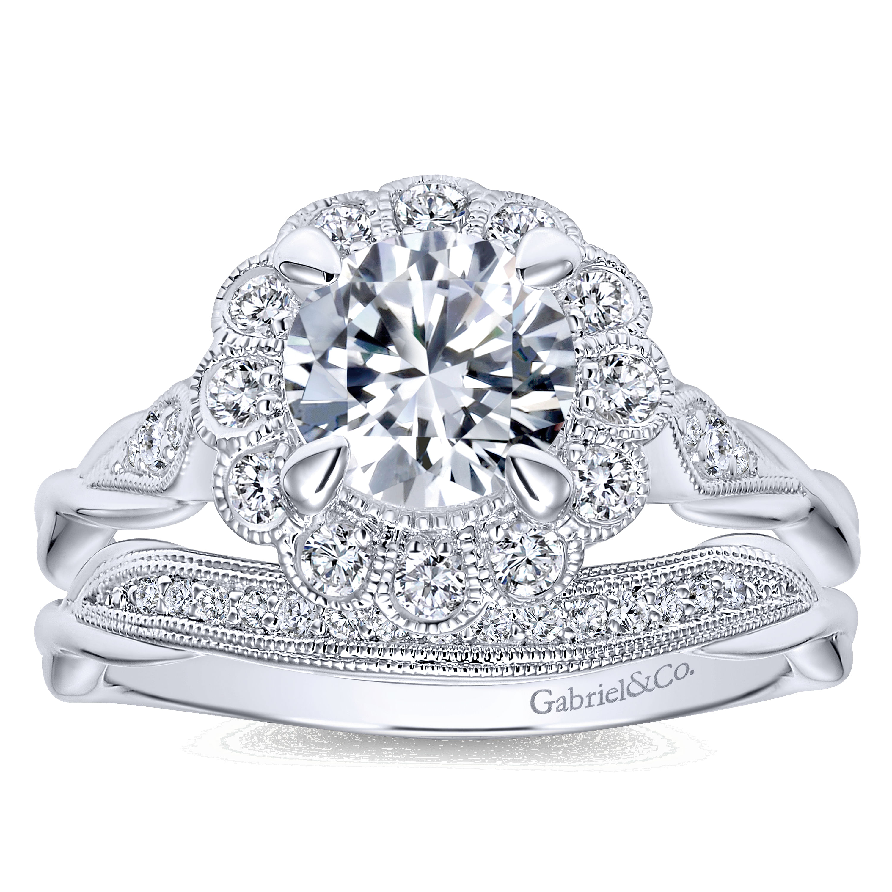 14k White Gold Diamond Curved Wedding Band angle 4 14k White Gold Diamond Curved Wedding Band angle 4