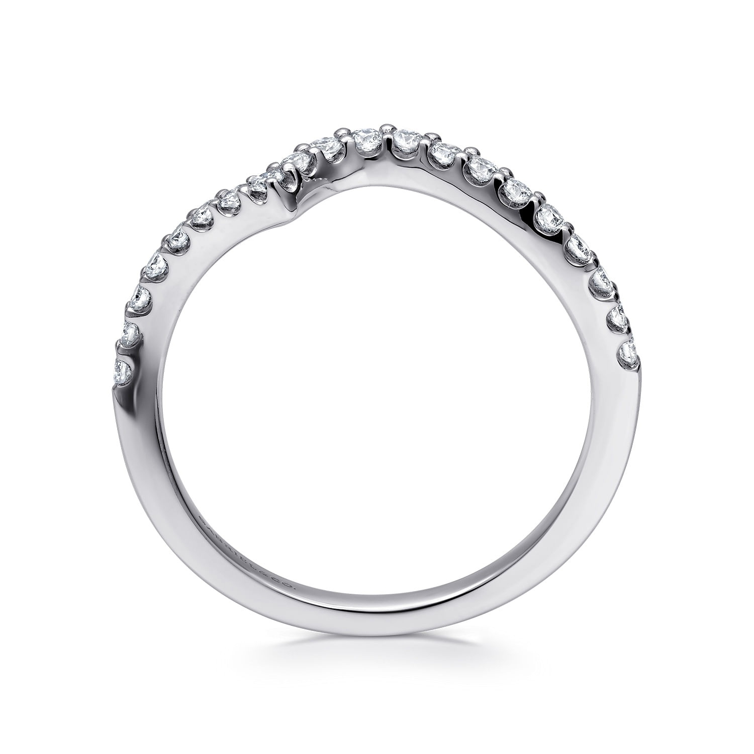 14k White Gold Diamond Curved Wedding Band angle 2 14k White Gold Diamond Curved Wedding Band angle 2