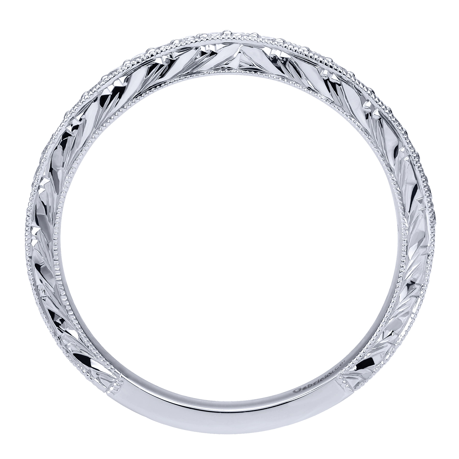 14k White Gold Diamond Curved Wedding Band angle 2 14k White Gold Diamond Curved Wedding Band angle 2
