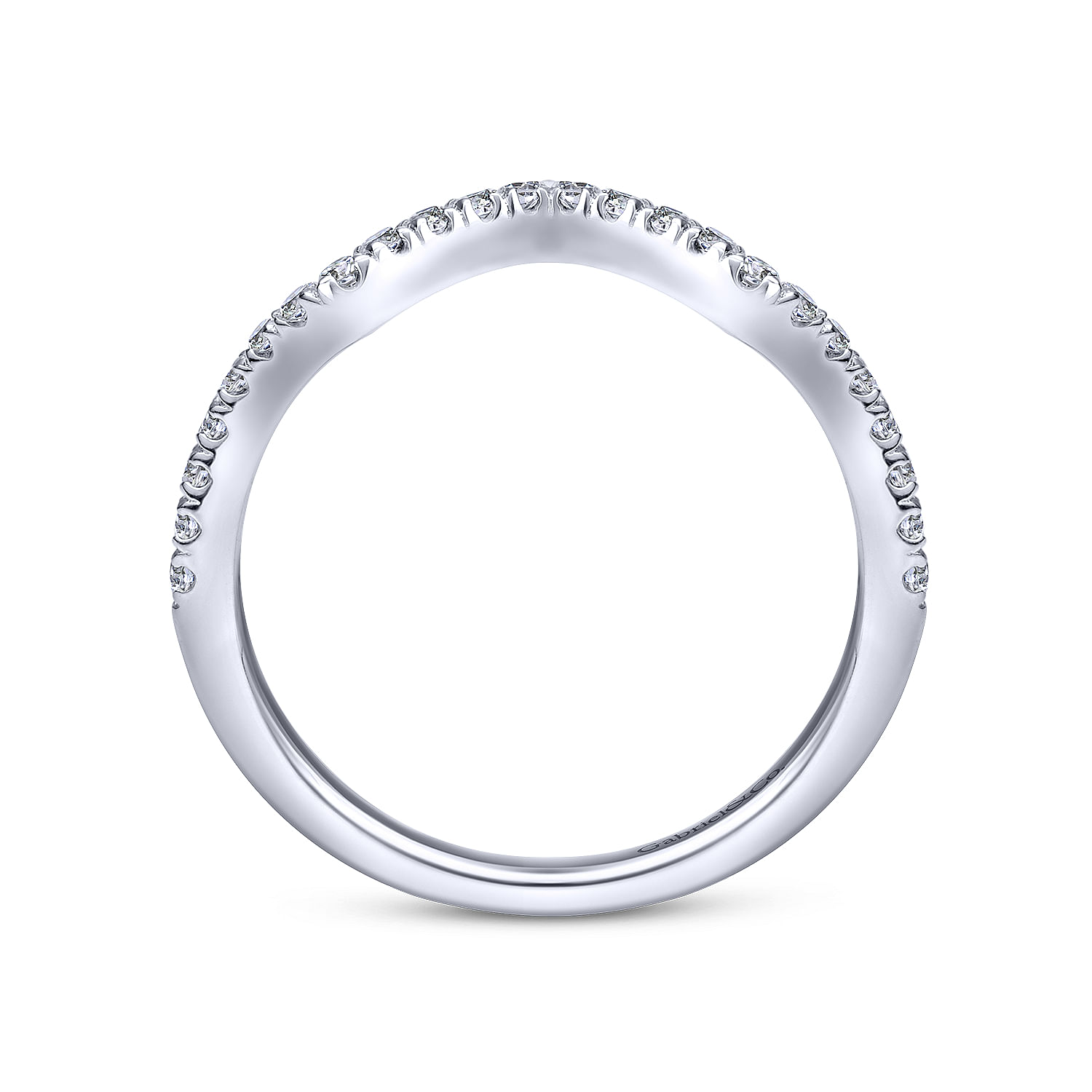 14k White Gold Diamond Curved Wedding Band angle 2 14k White Gold Diamond Curved Wedding Band angle 2