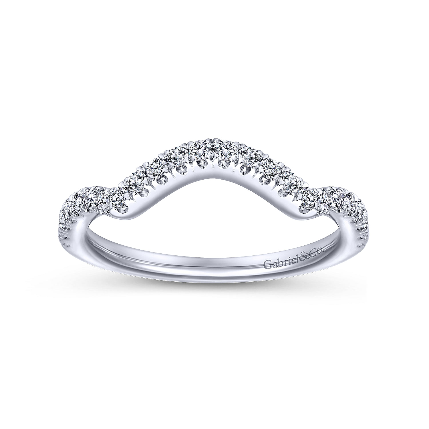 14k White Gold Diamond Curved Wedding Band angle 5 14k White Gold Diamond Curved Wedding Band angle 5