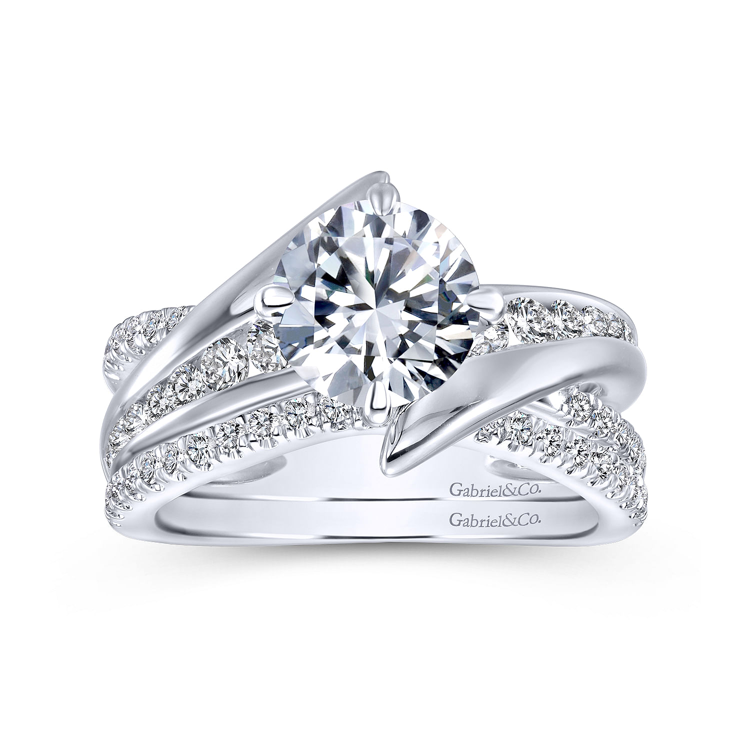 14k White Gold Diamond Curved Wedding Band angle 4 14k White Gold Diamond Curved Wedding Band angle 4