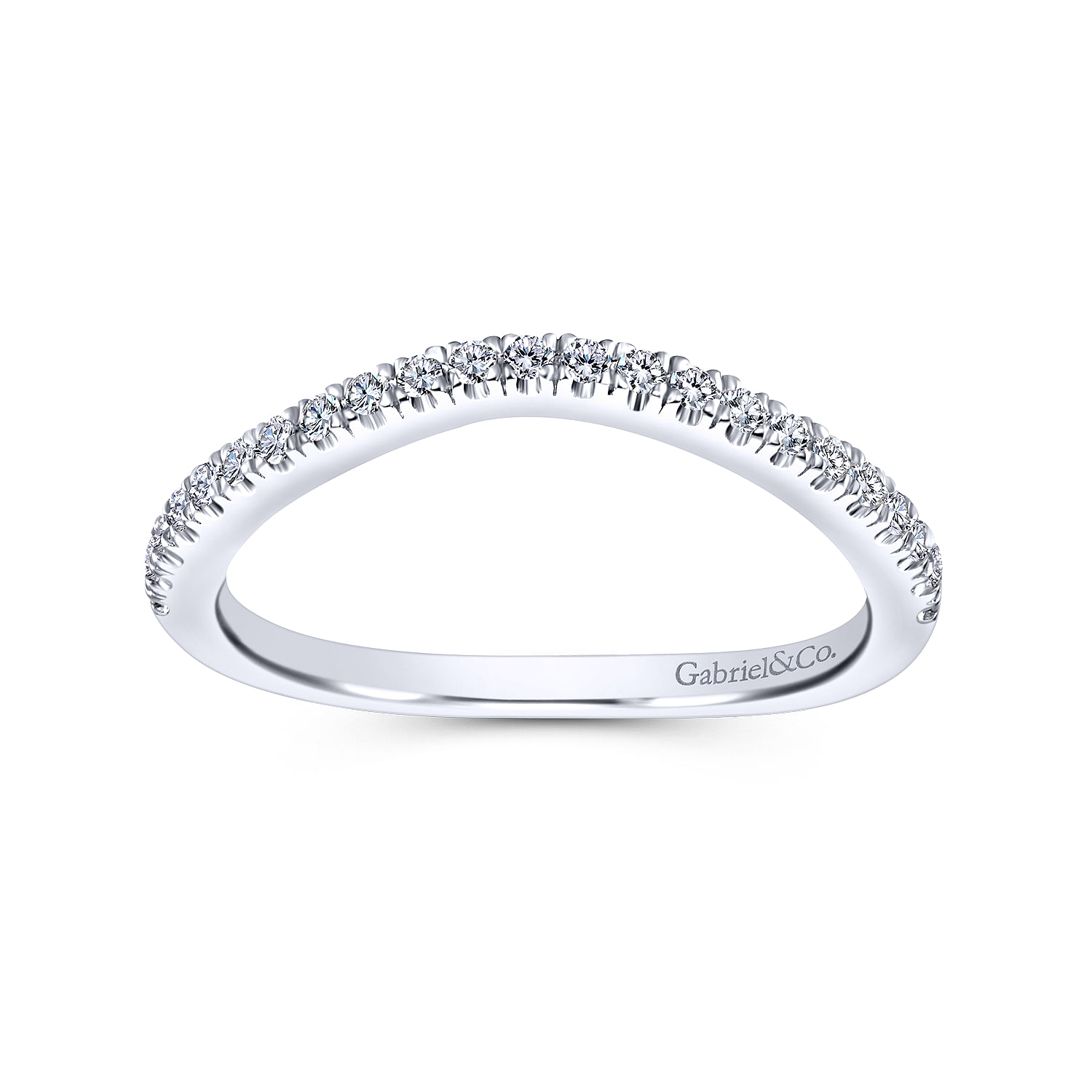 14k White Gold Diamond Curved Wedding Band angle 5 14k White Gold Diamond Curved Wedding Band angle 5