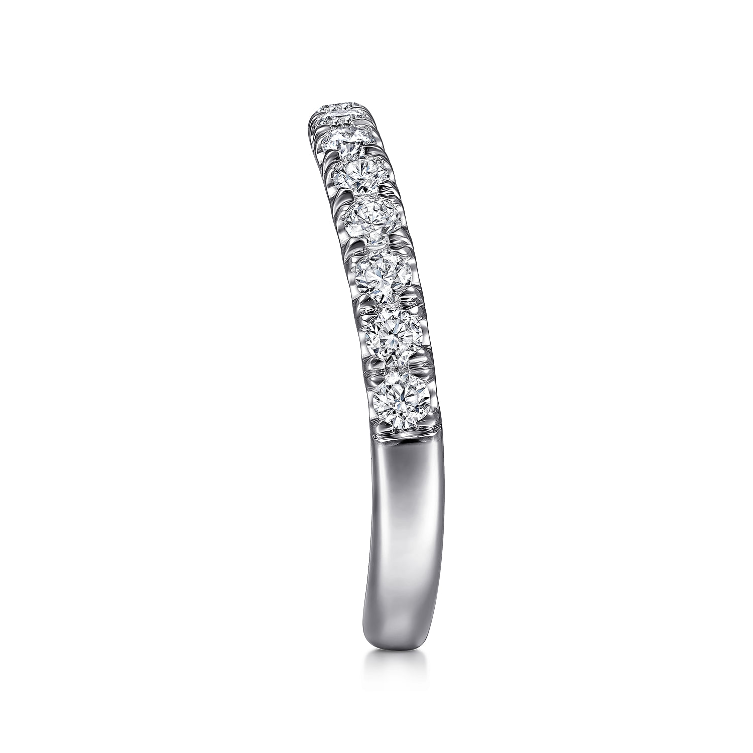 14k White Gold Diamond Curved Wedding Band angle 5 14k White Gold Diamond Curved Wedding Band angle 5