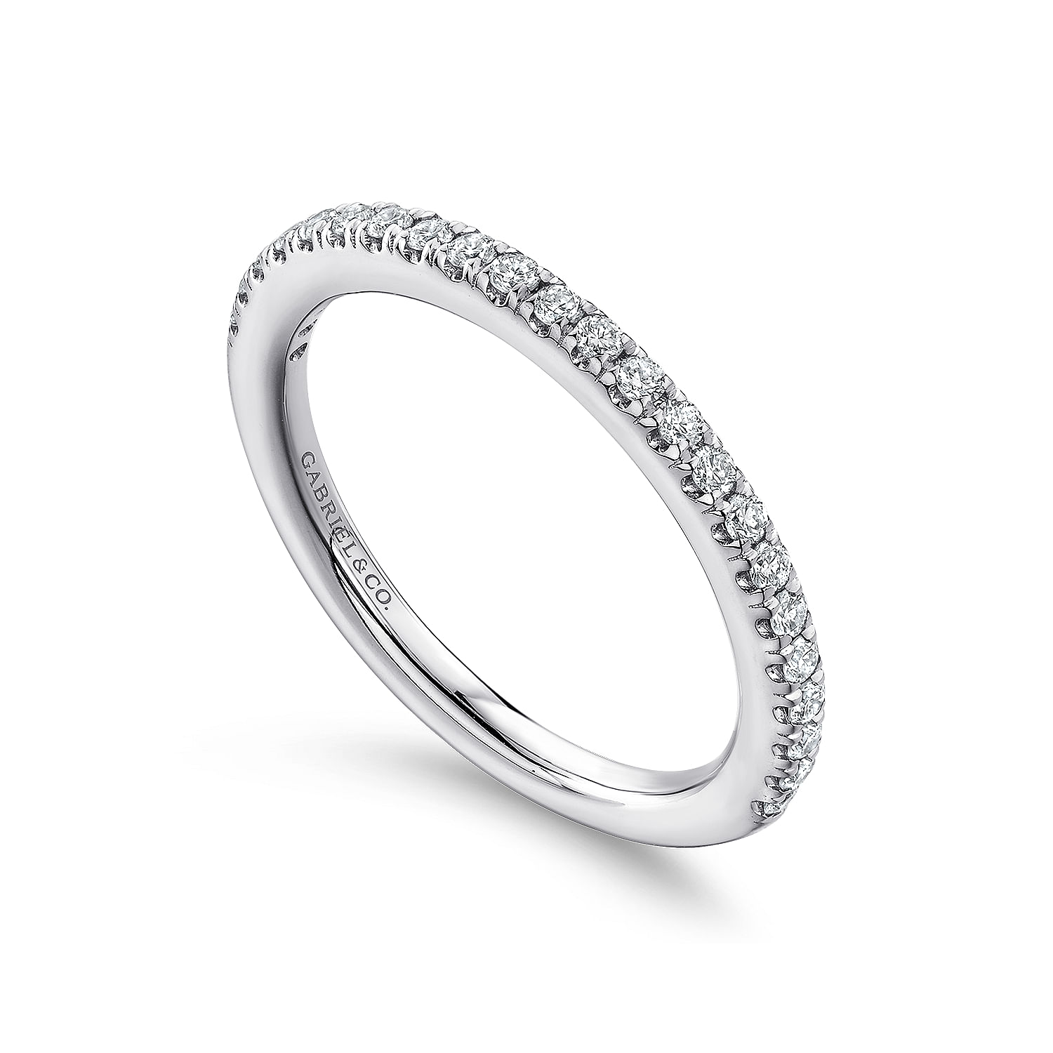 14k White Gold Diamond Curved Wedding Band angle 3 14k White Gold Diamond Curved Wedding Band angle 3
