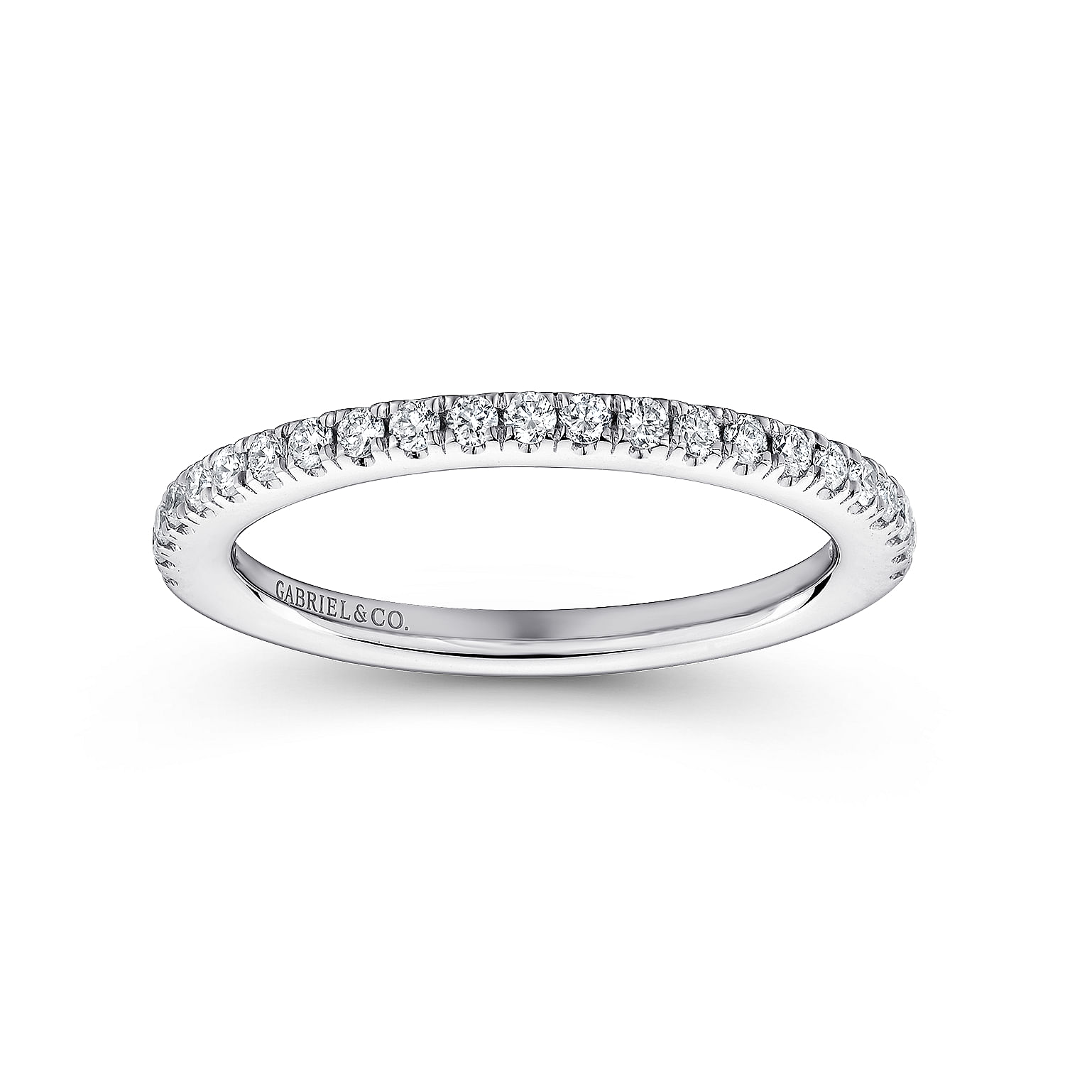 14k White Gold Diamond Curved Wedding Band angle 5 14k White Gold Diamond Curved Wedding Band angle 5