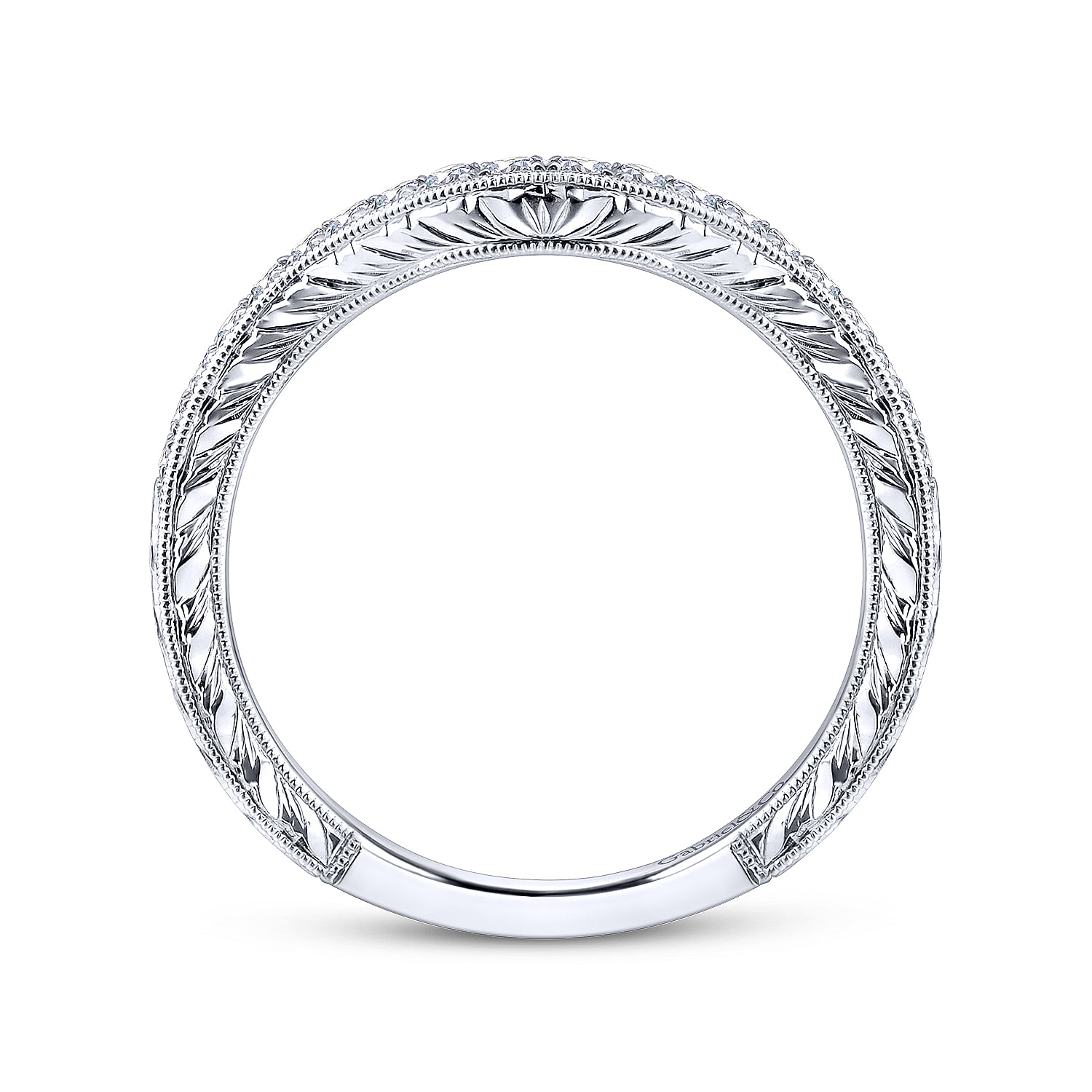 14k White Gold Diamond Curved Wedding Band angle 2 14k White Gold Diamond Curved Wedding Band angle 2