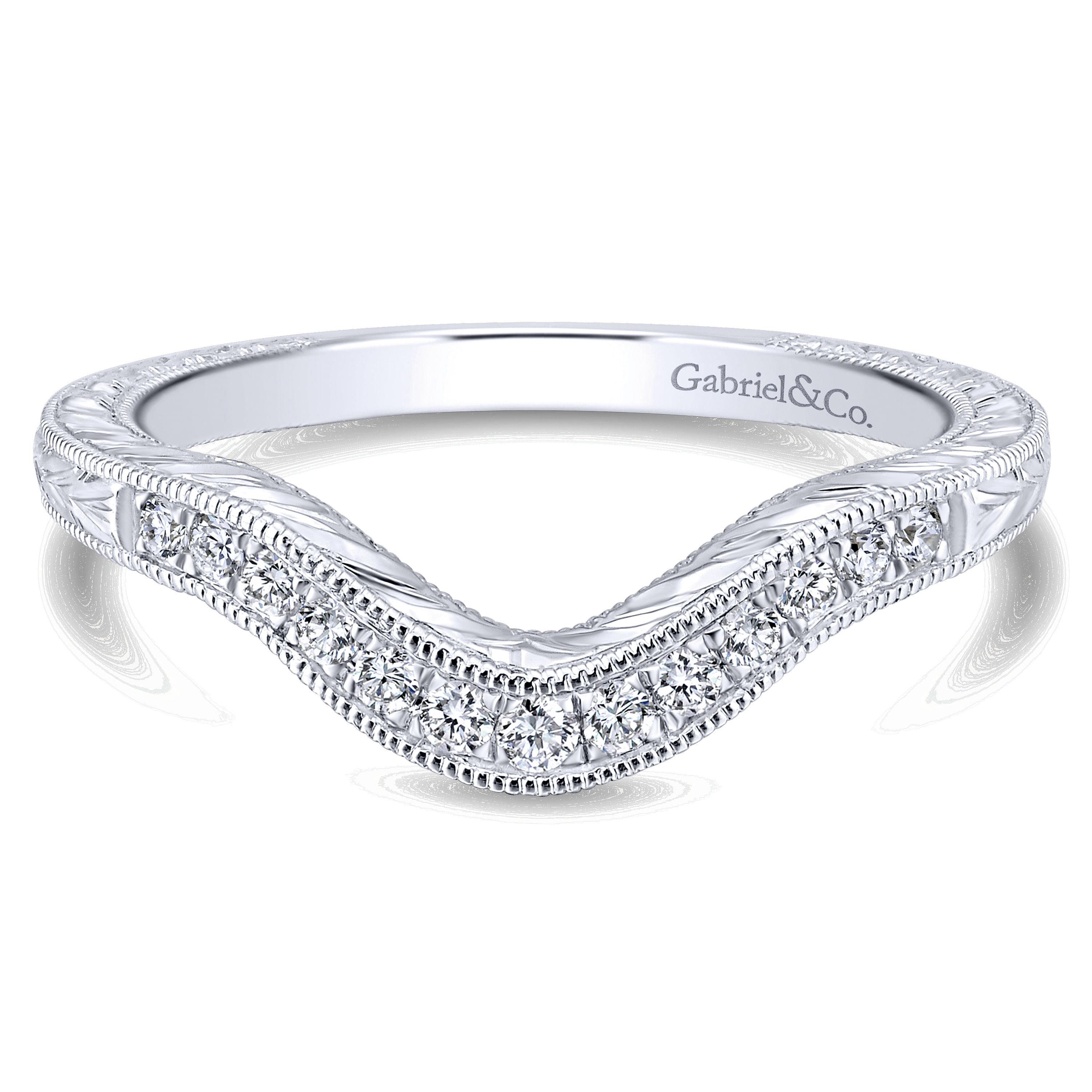 14k White Gold Diamond Curved 14k White Gold Diamond Curved