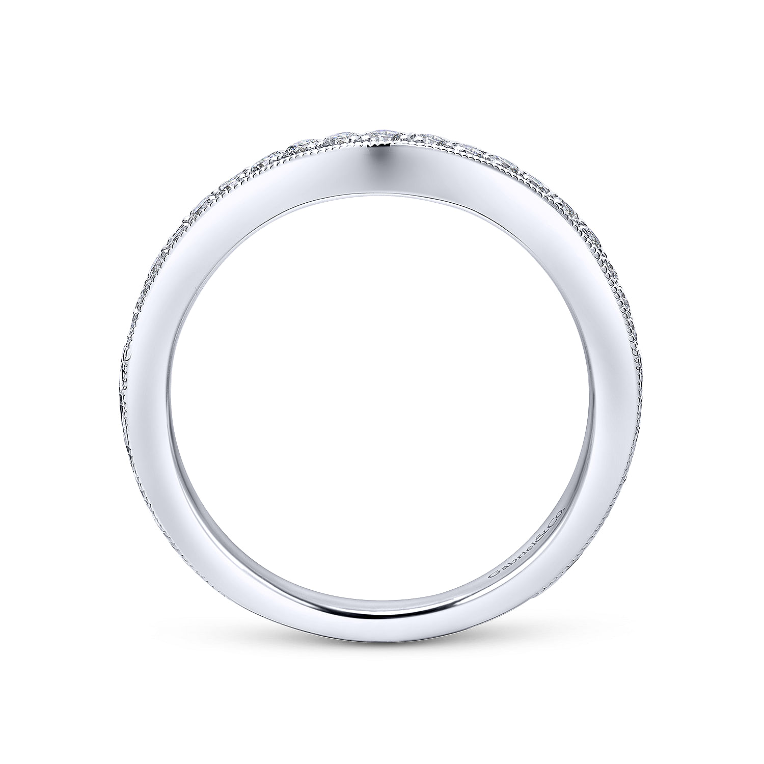 14k White Gold Diamond Curved Wedding Band angle 2 14k White Gold Diamond Curved Wedding Band angle 2