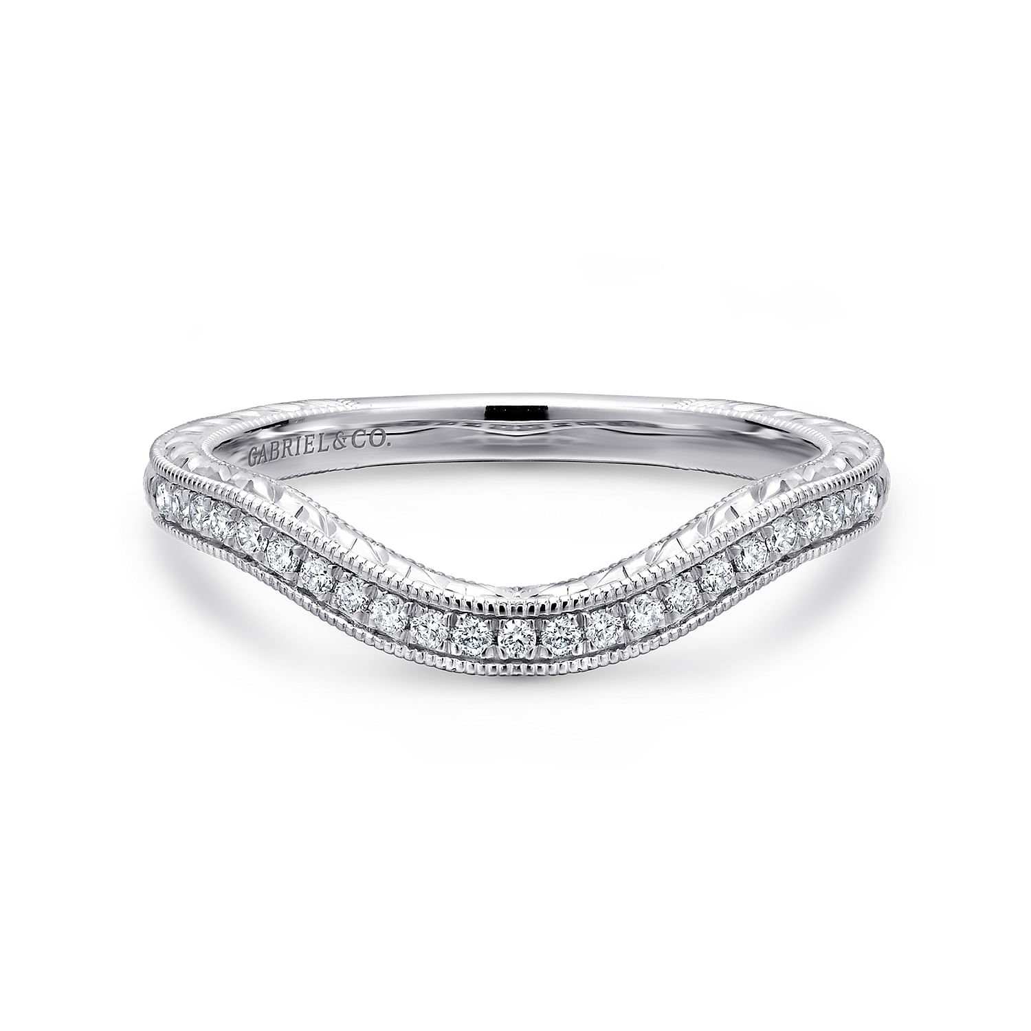 14k White Gold Diamond Curved 14k White Gold Diamond Curved