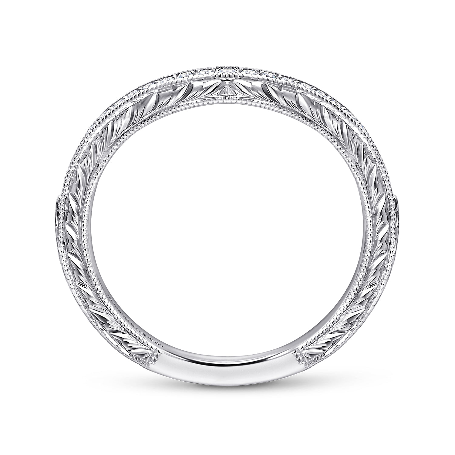 14k White Gold Diamond Curved Wedding Band angle 2 14k White Gold Diamond Curved Wedding Band angle 2