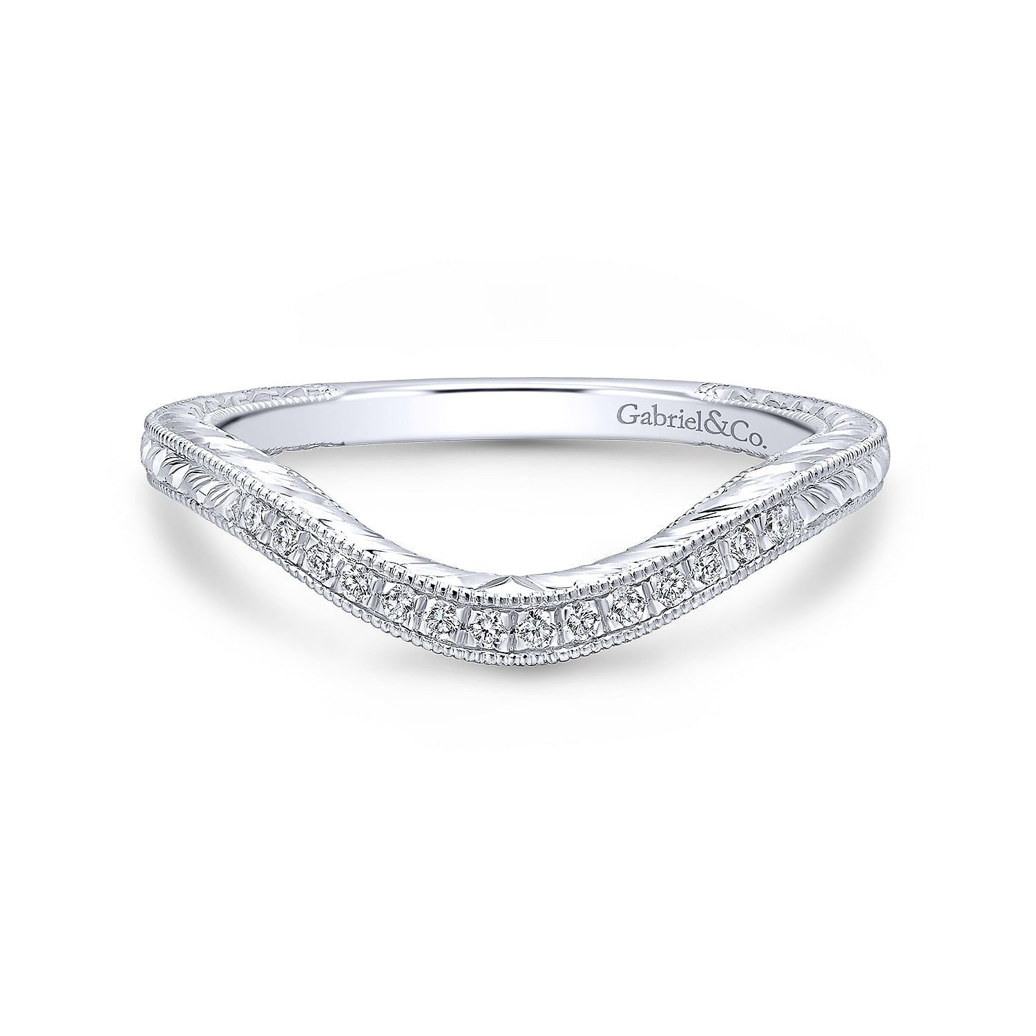 14k White Gold Diamond Curved 14k White Gold Diamond Curved