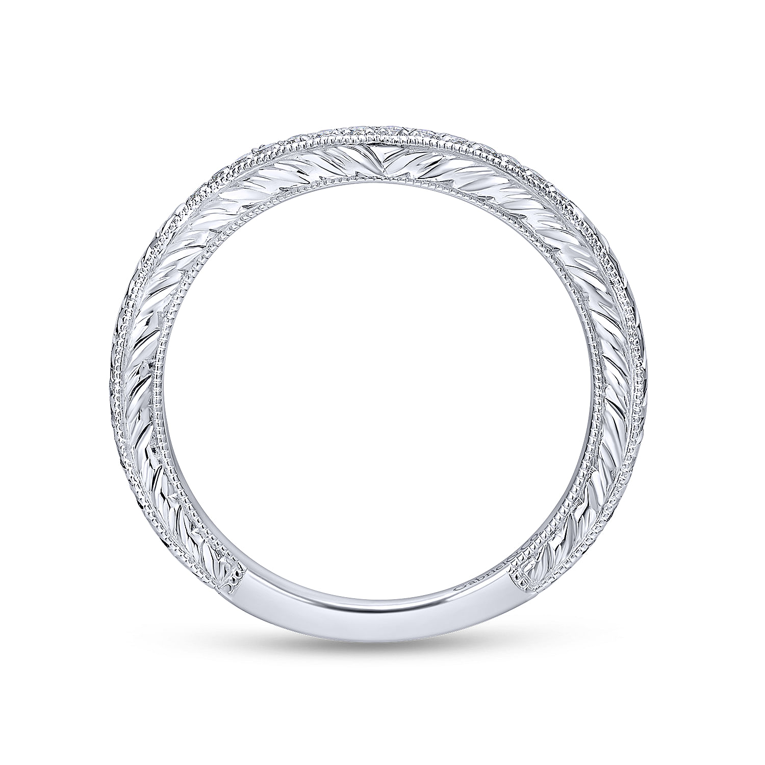 14k White Gold Diamond Curved Wedding Band angle 2 14k White Gold Diamond Curved Wedding Band angle 2